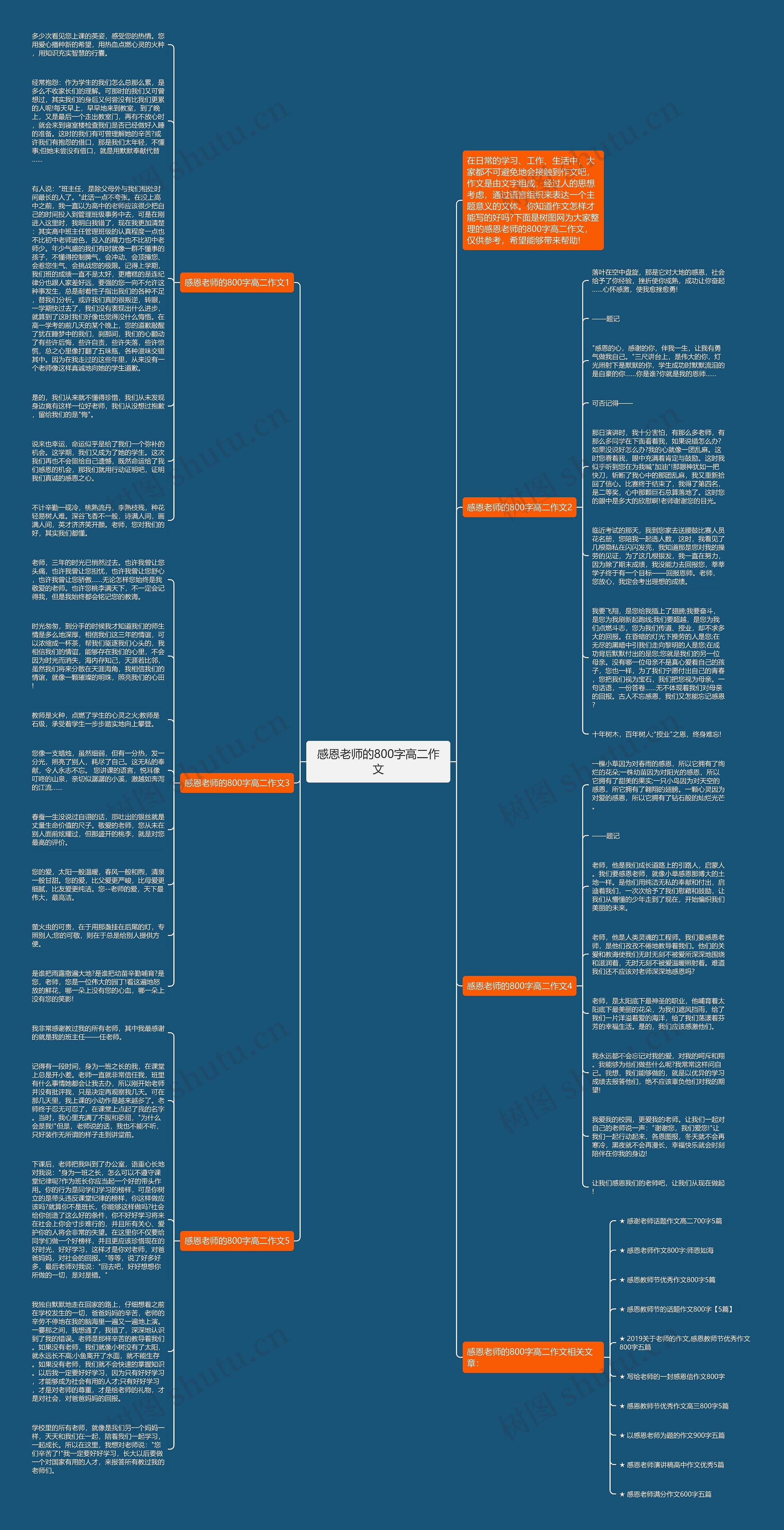 感恩老师的800字高二作文思维导图