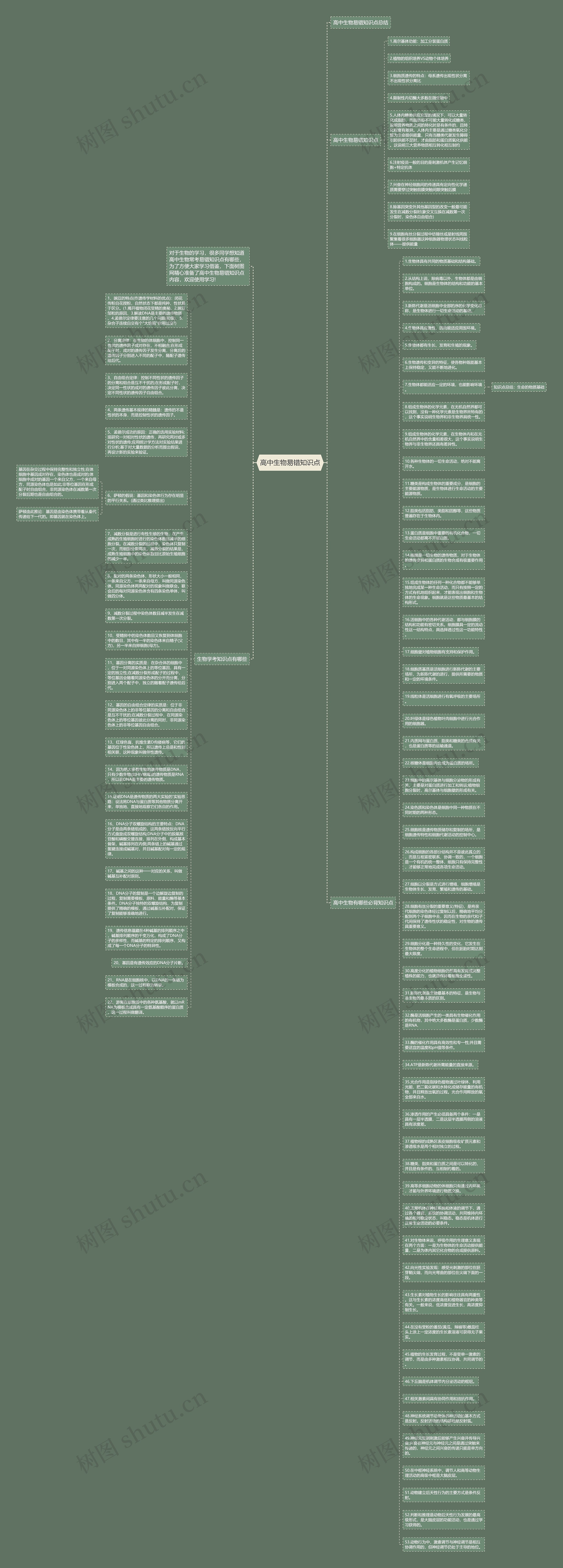 高中生物易错知识点思维导图