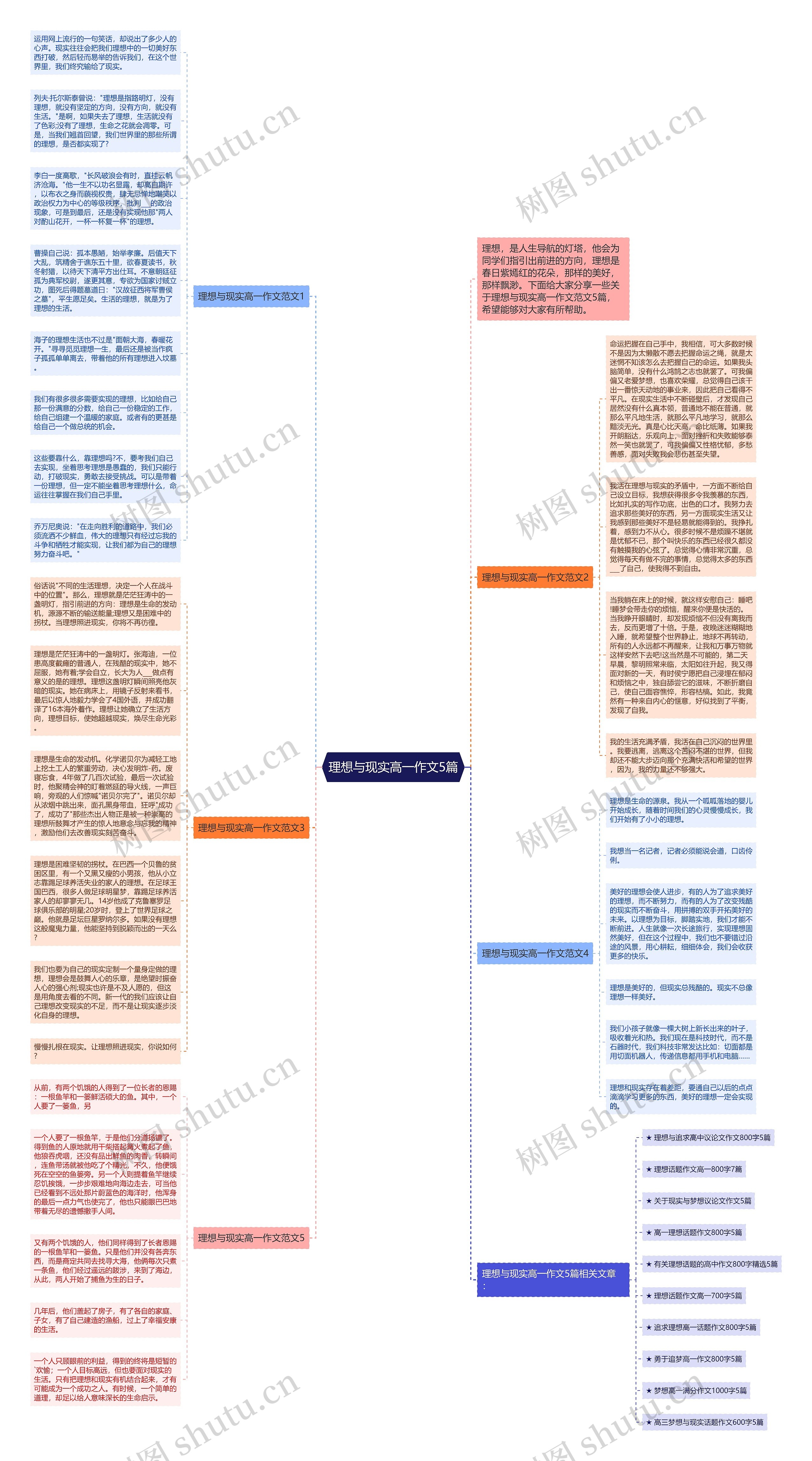 理想与现实高一作文5篇思维导图