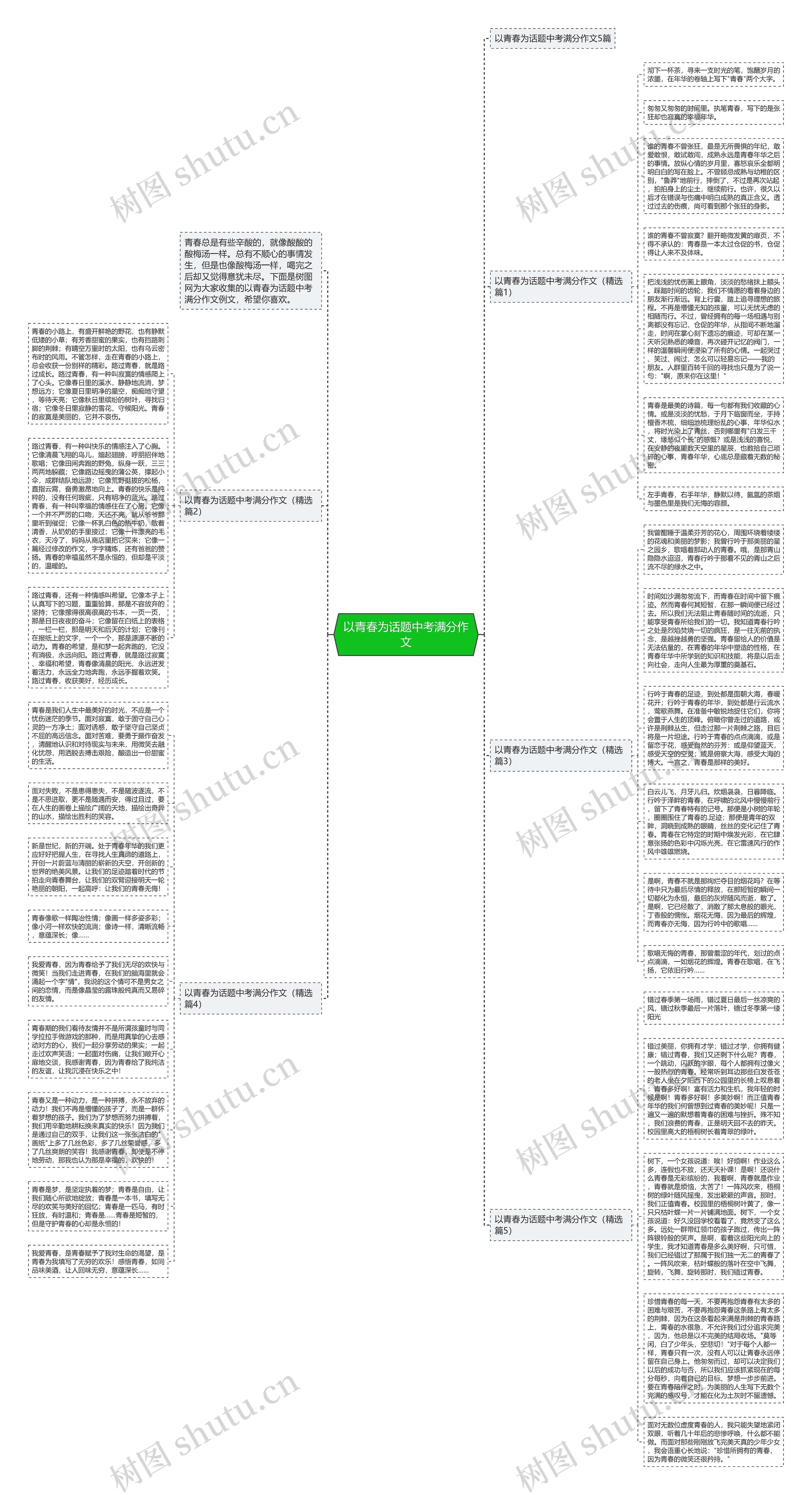 以青春为话题中考满分作文思维导图高清图 以青春为话题中考满分作文思维导图