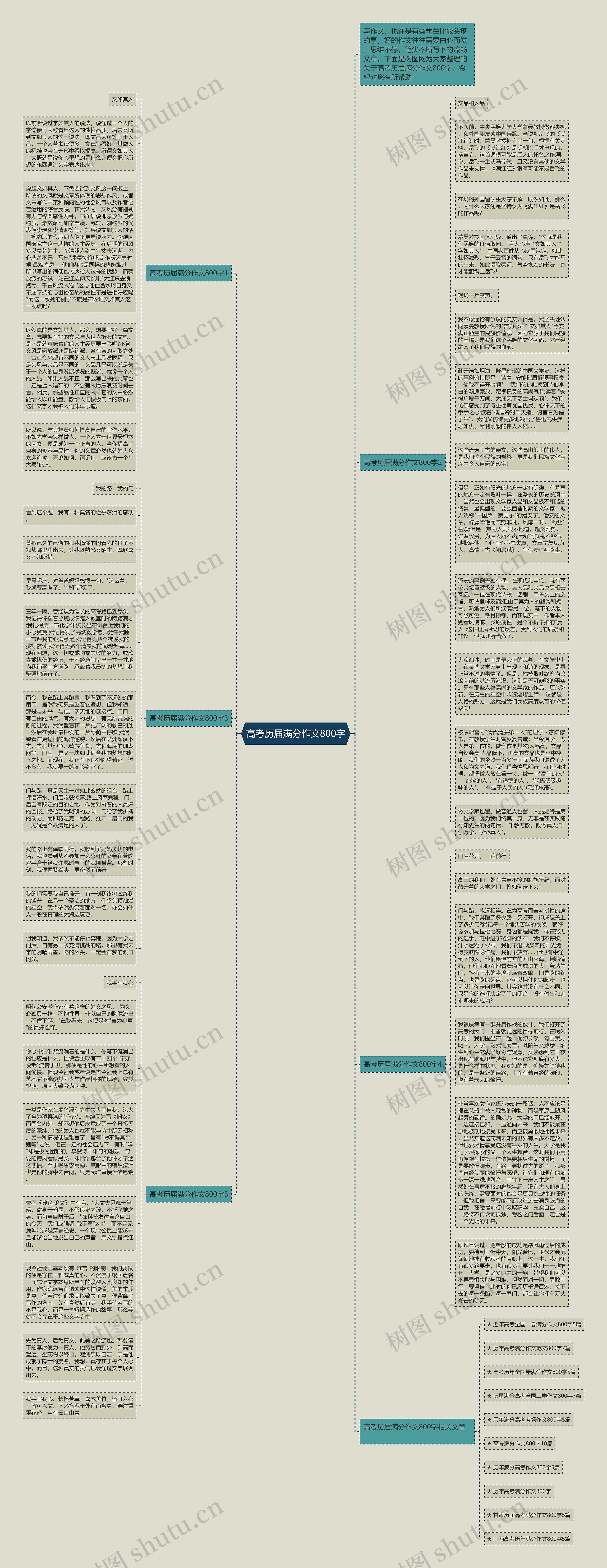 高考历届满分作文800字思维导图