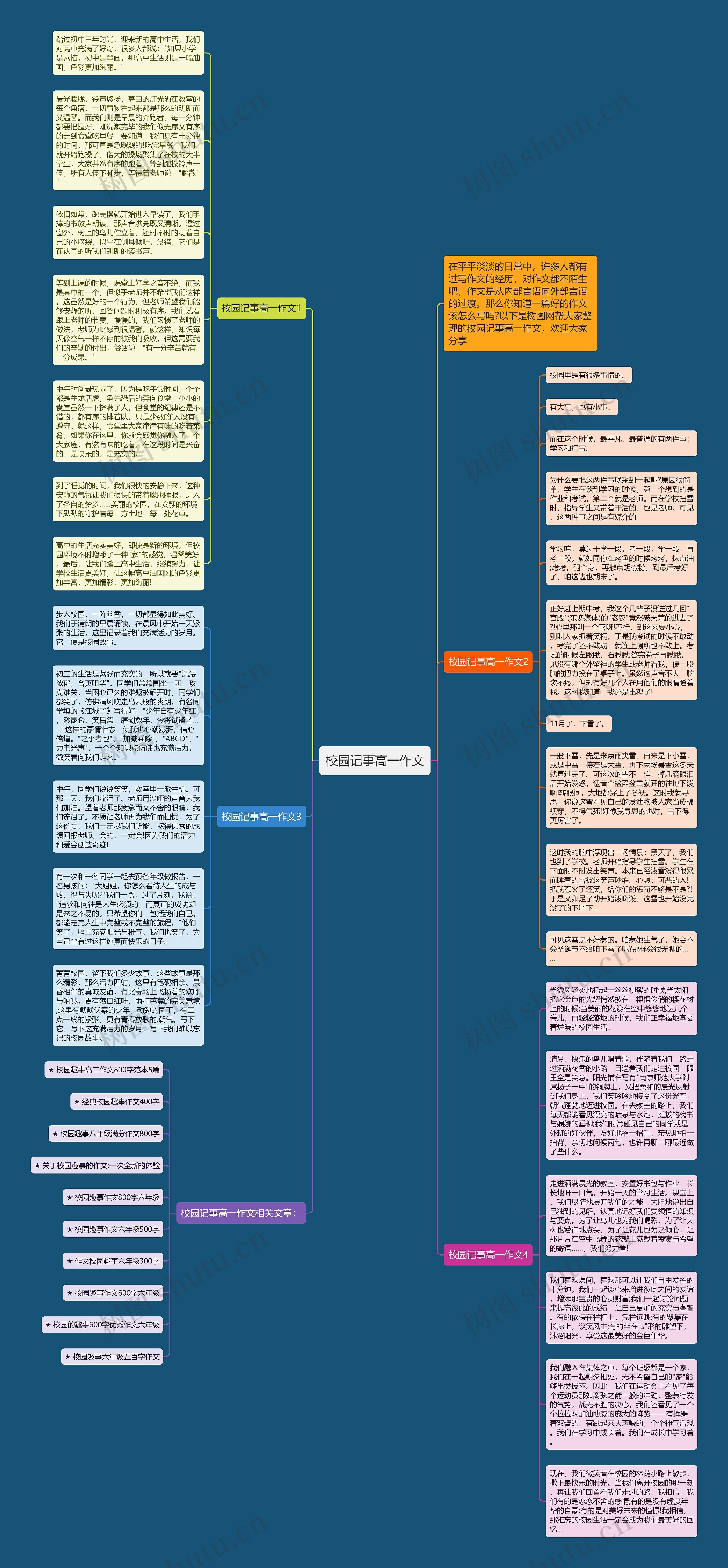 校园记事高一作文思维导图