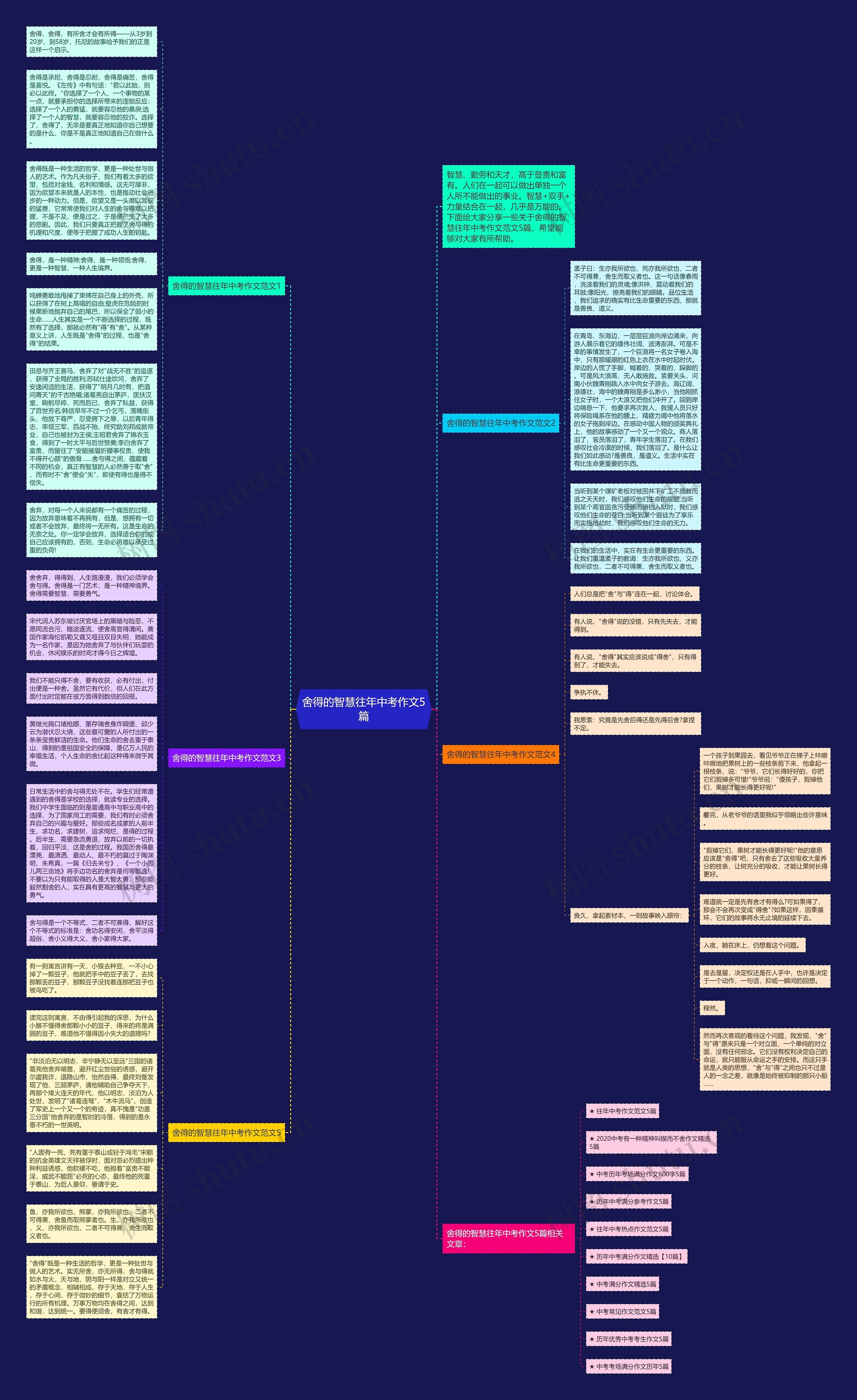舍得的智慧往年中考作文5篇思维导图