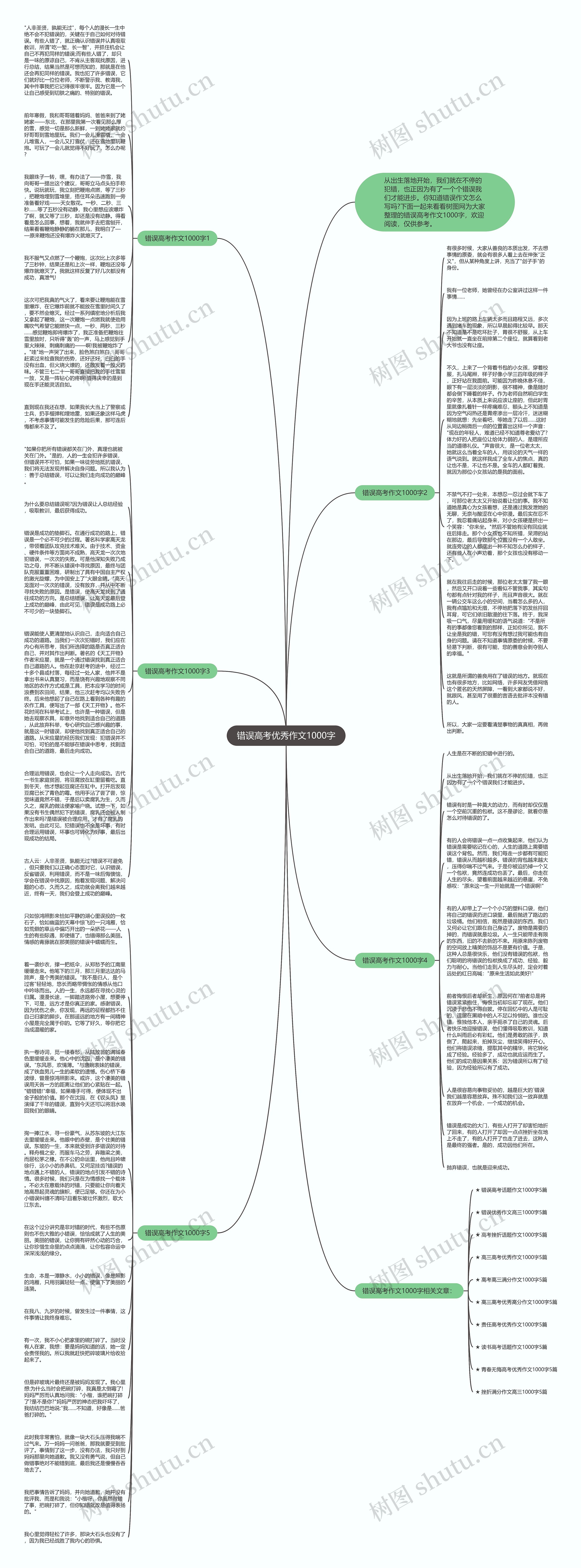 错误高考优秀作文1000字思维导图
