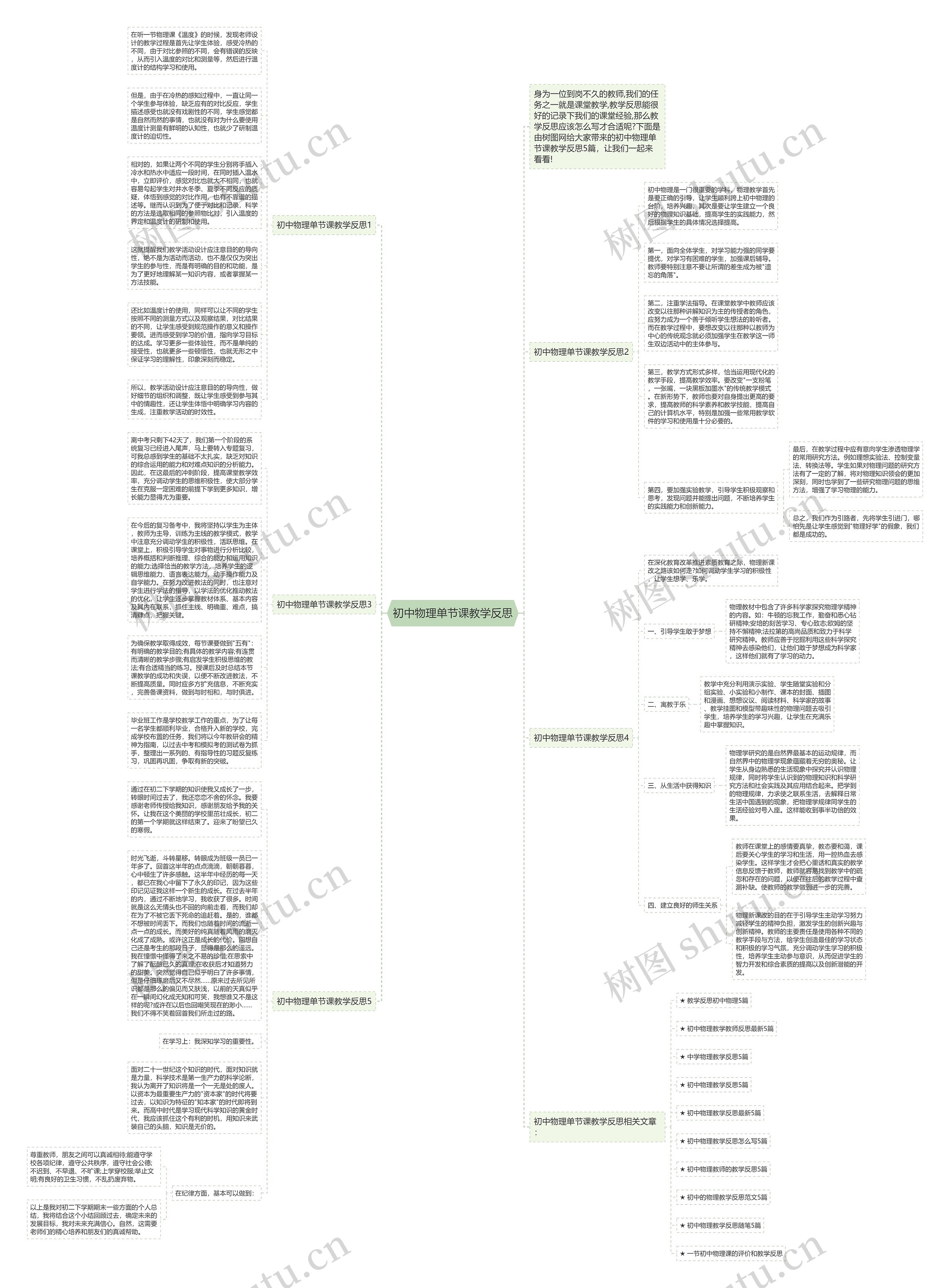 初中物理单节课教学反思思维导图