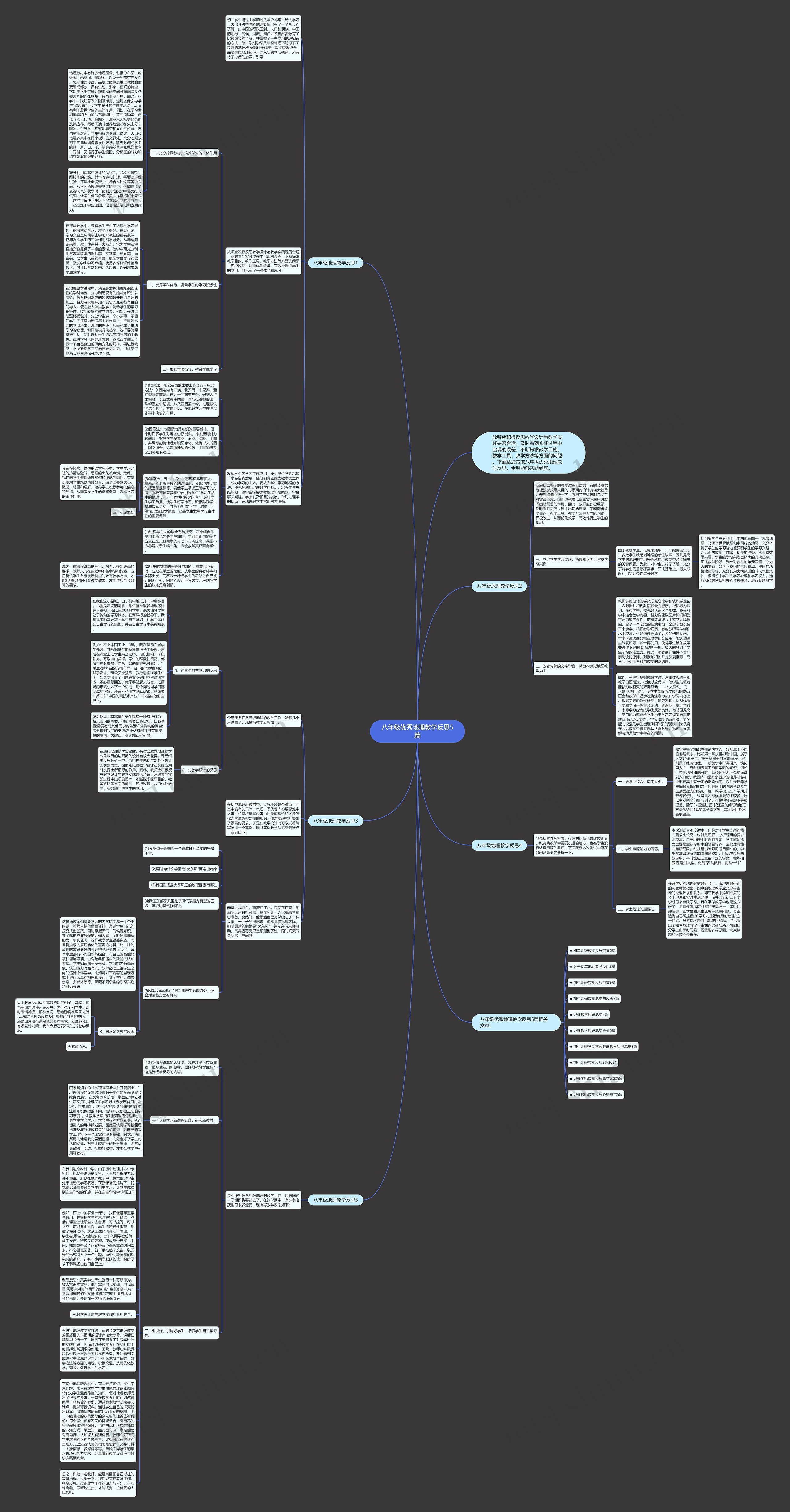 八年级优秀地理教学反思5篇思维导图