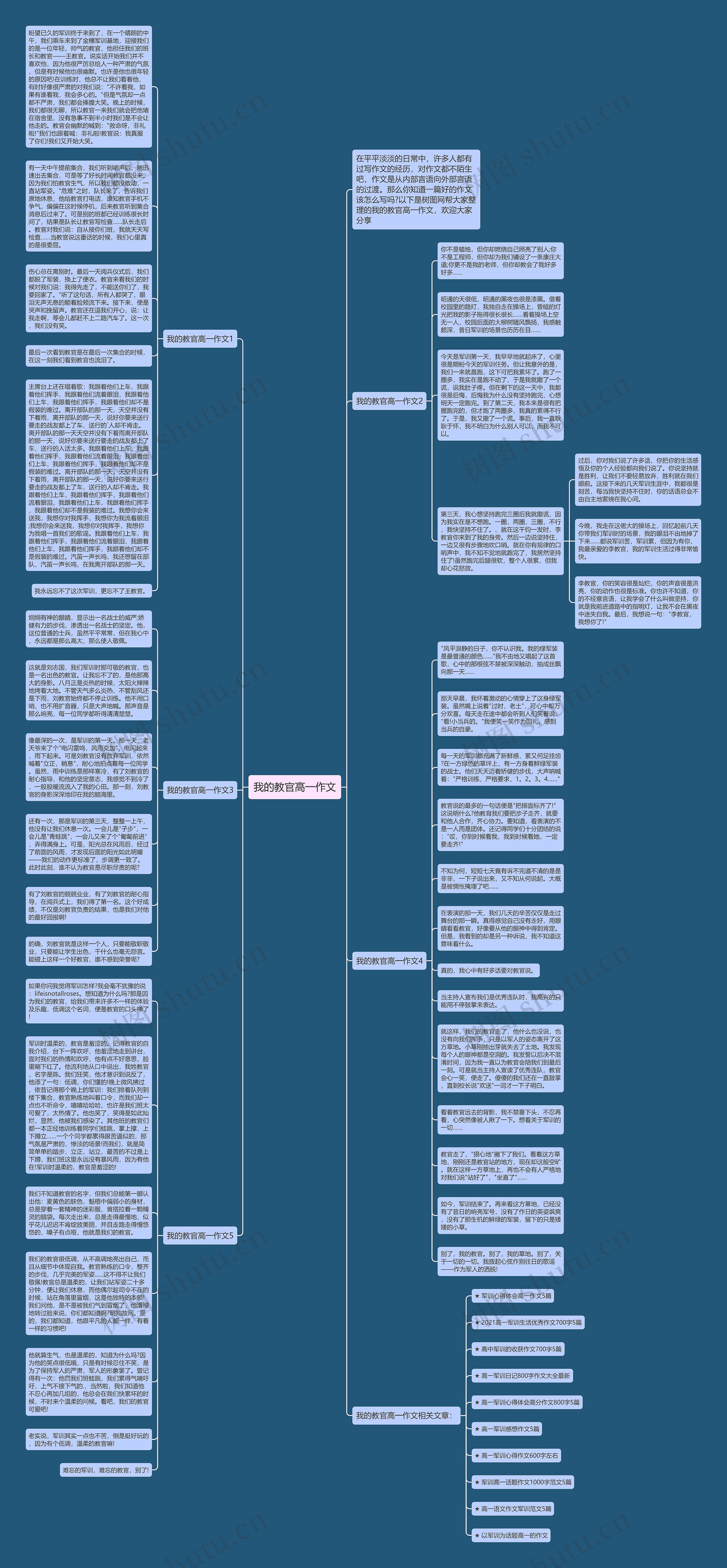 我的教官高一作文思维导图