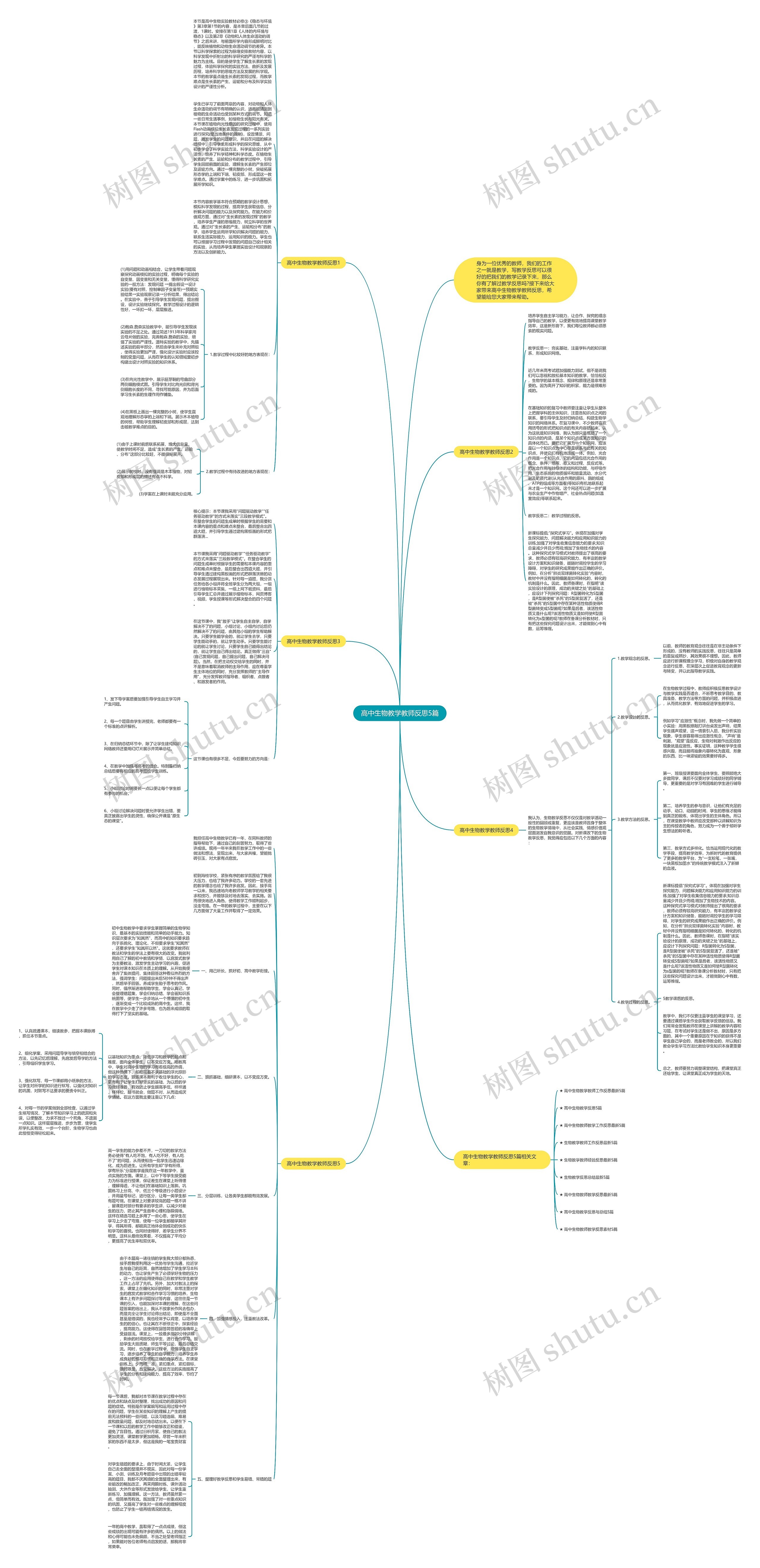 高中生物教学教师反思5篇思维导图