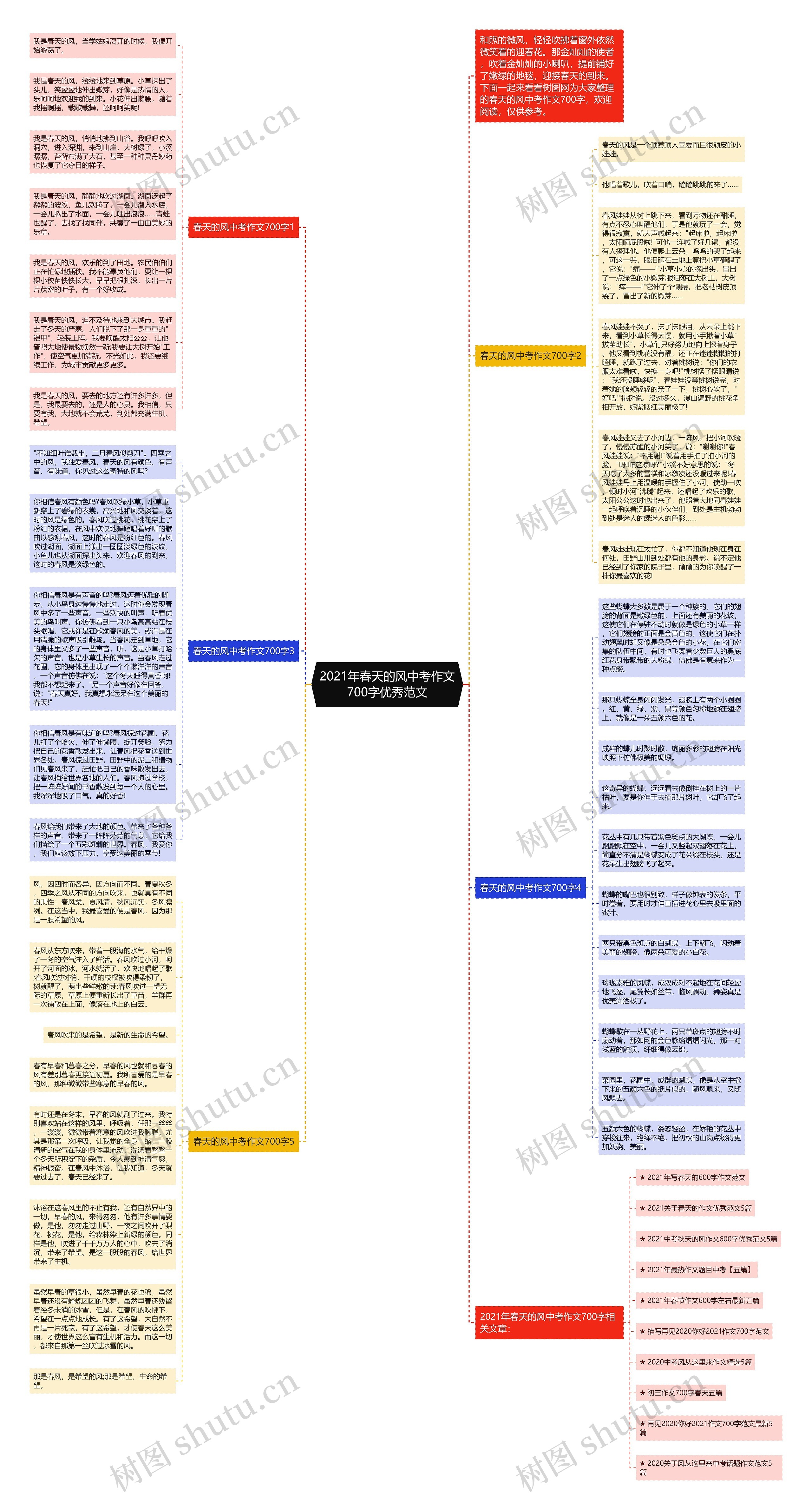 2021年春天的风中考作文700字优秀范文思维导图