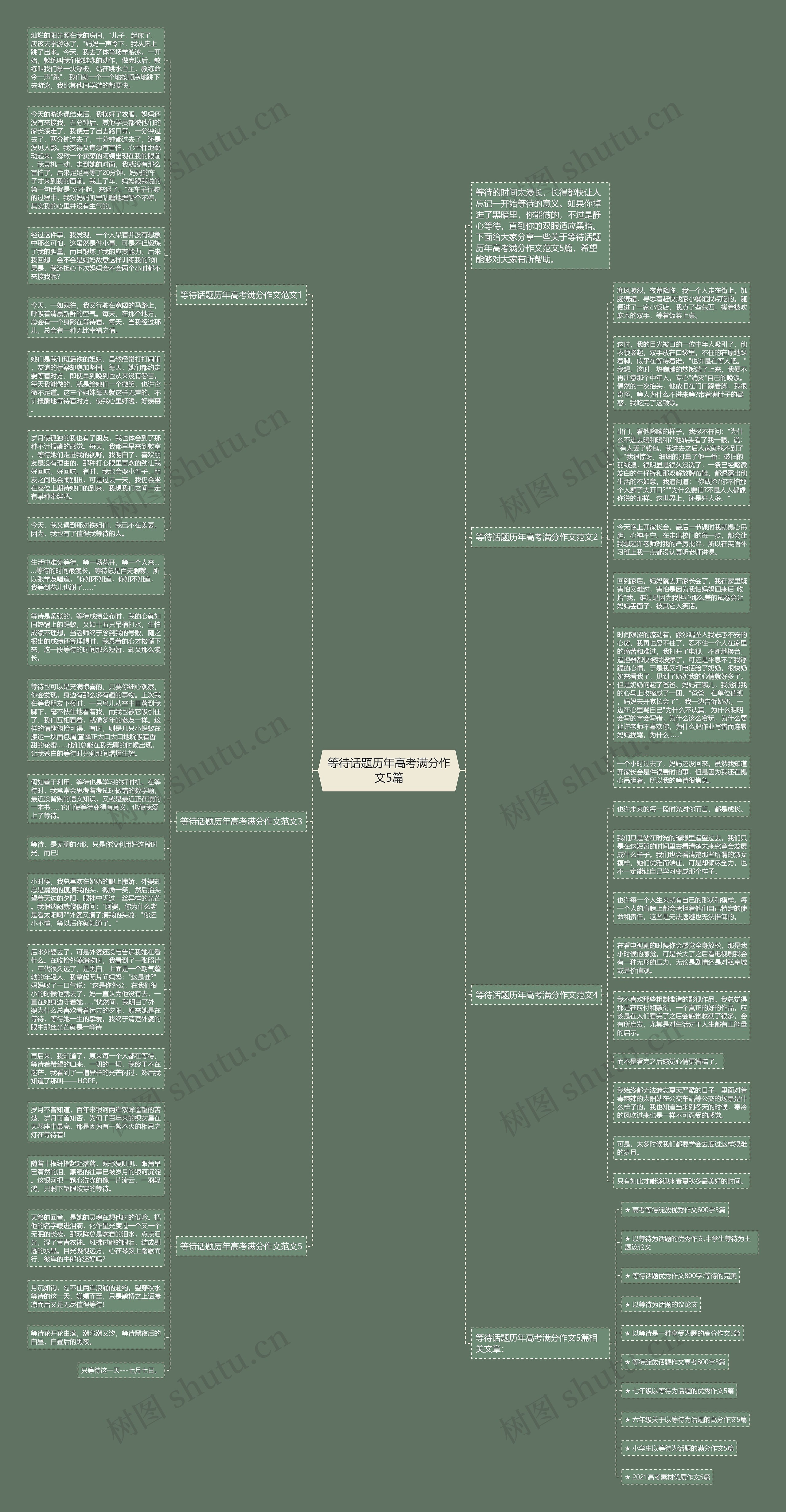 等待话题历年高考满分作文5篇思维导图