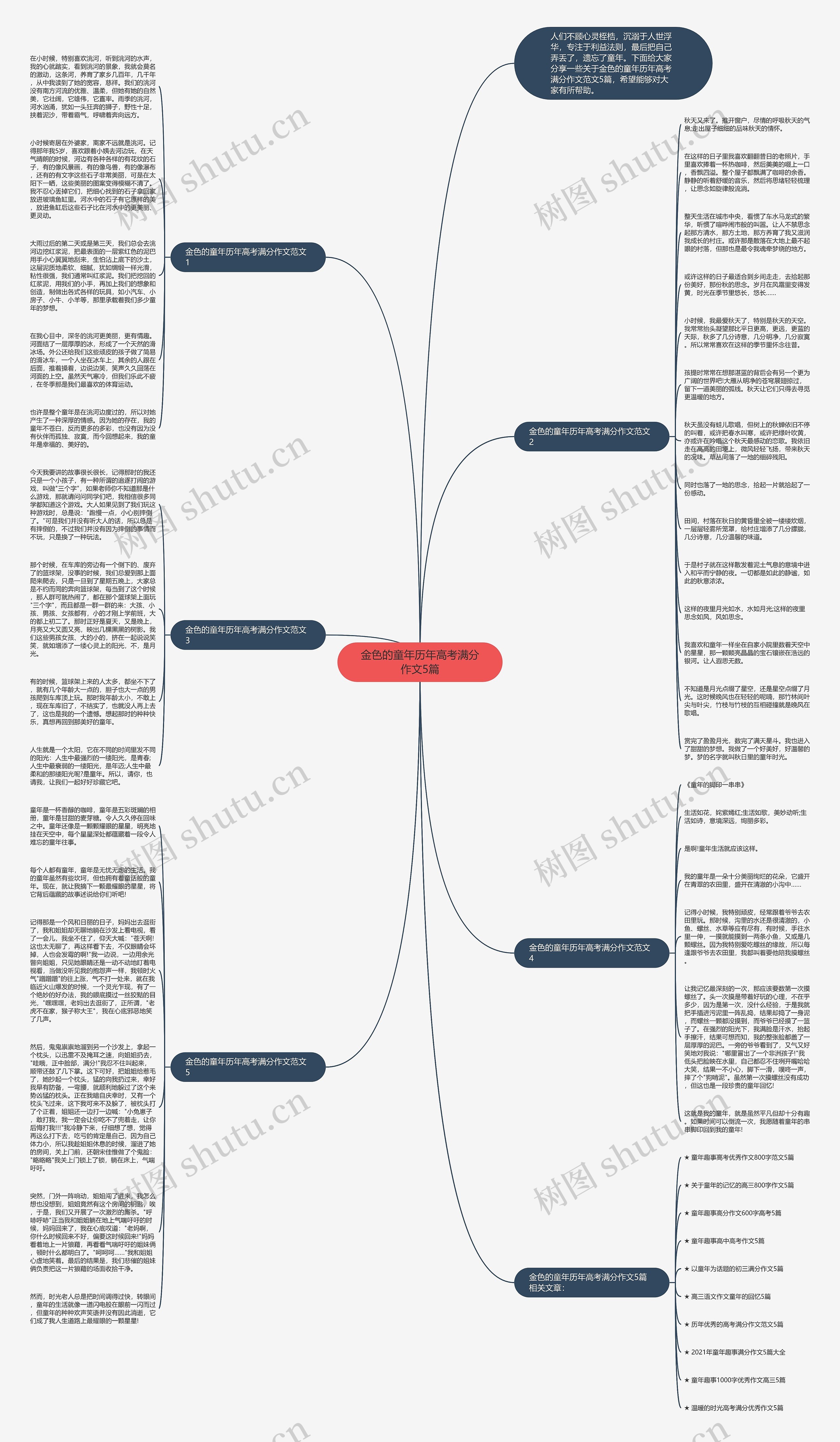 金色的童年历年高考满分作文5篇思维导图