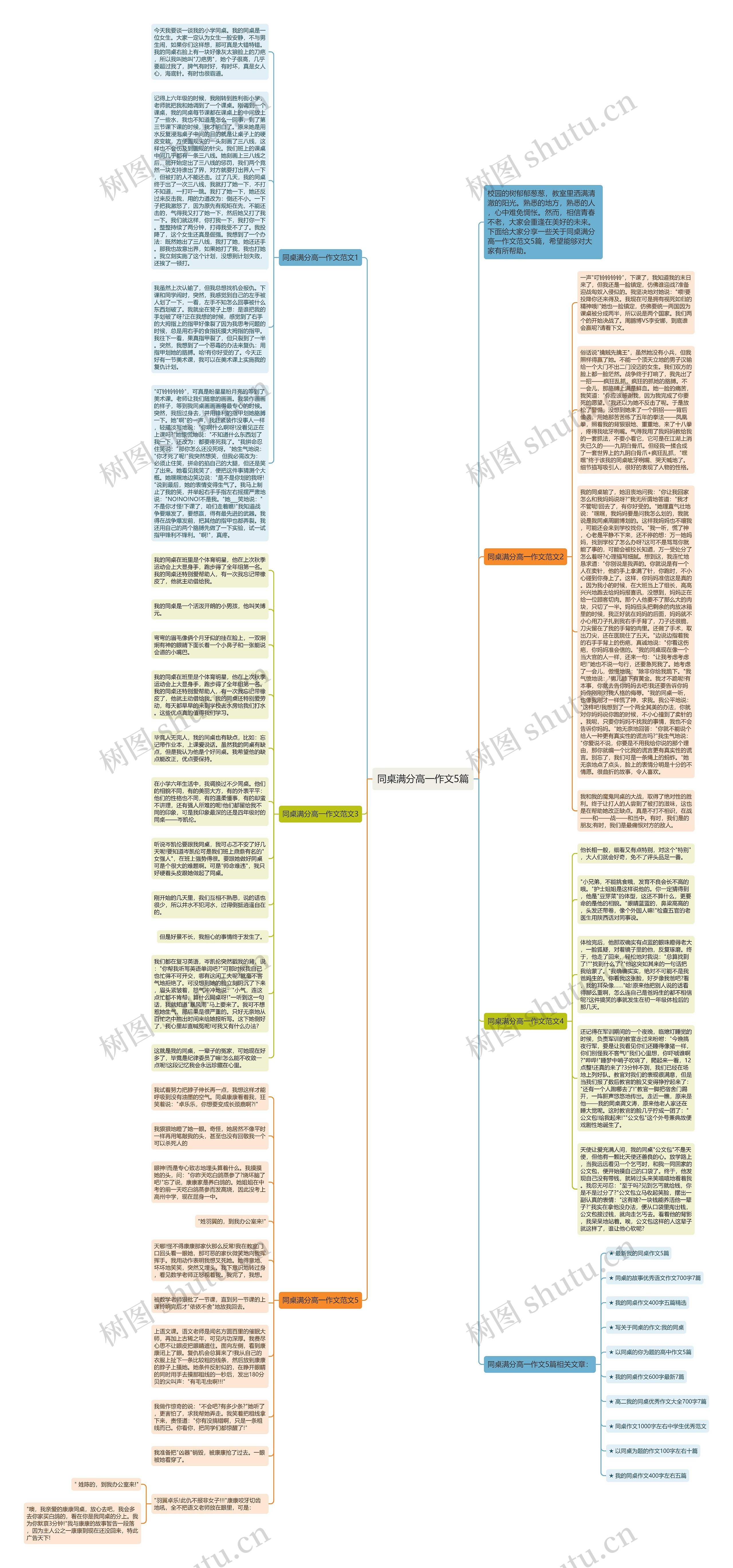 同桌满分高一作文5篇思维导图
