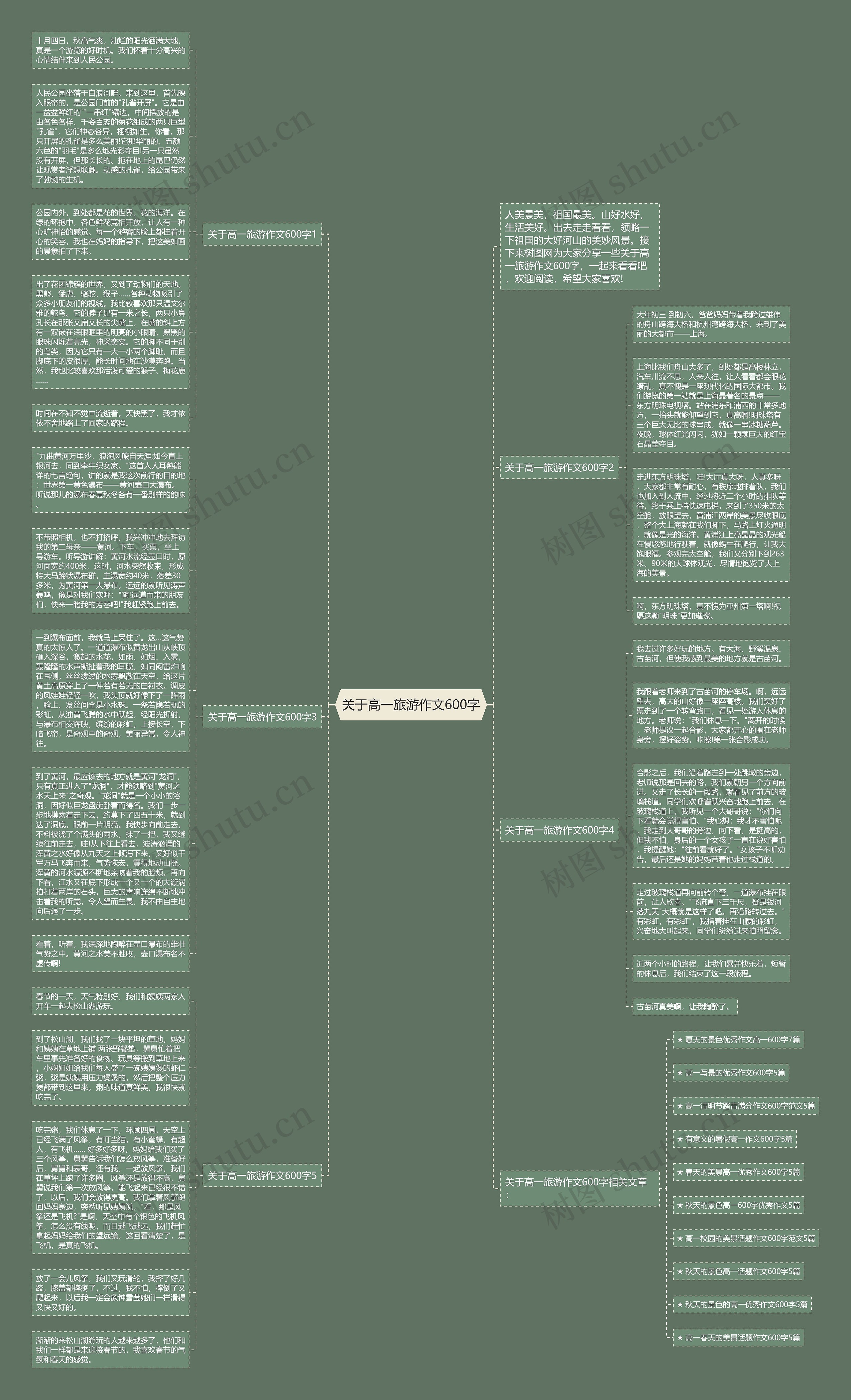 关于高一旅游作文600字思维导图