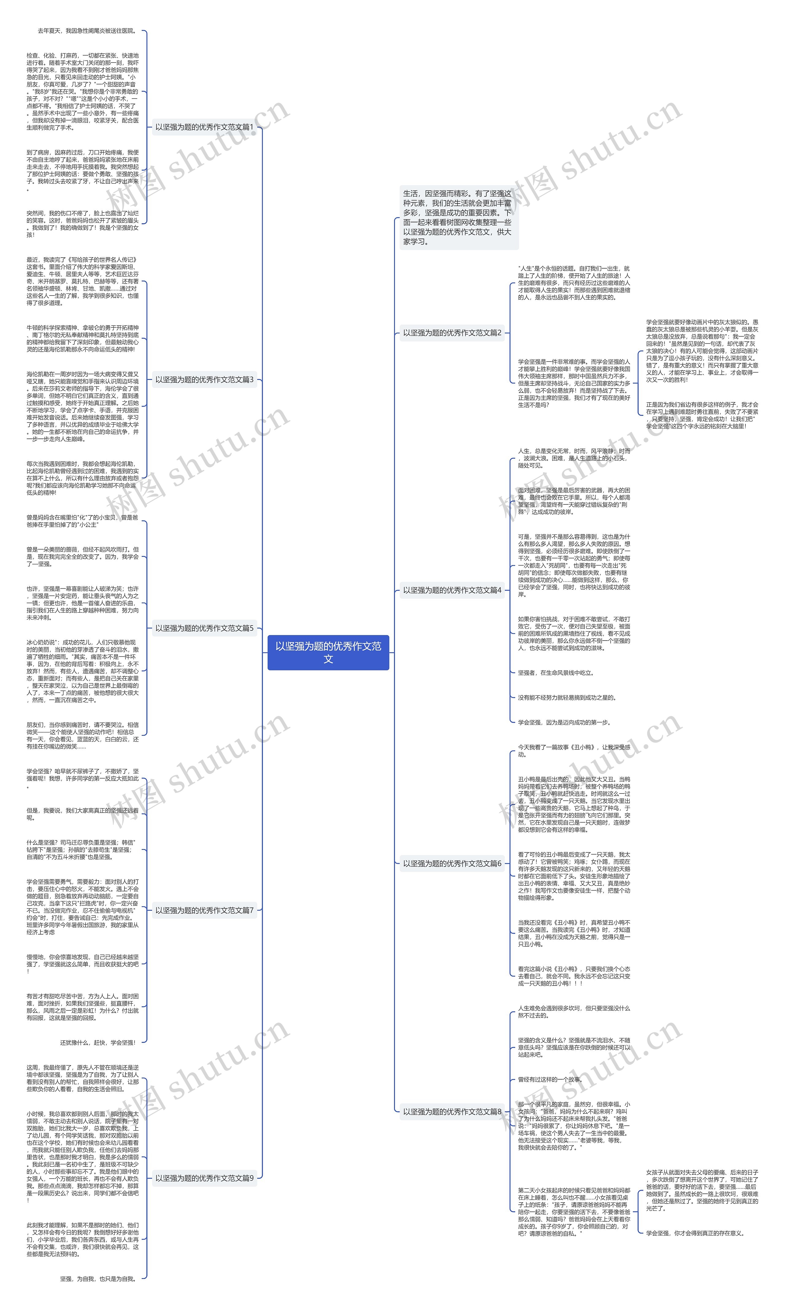 以坚强为题的优秀作文范文思维导图