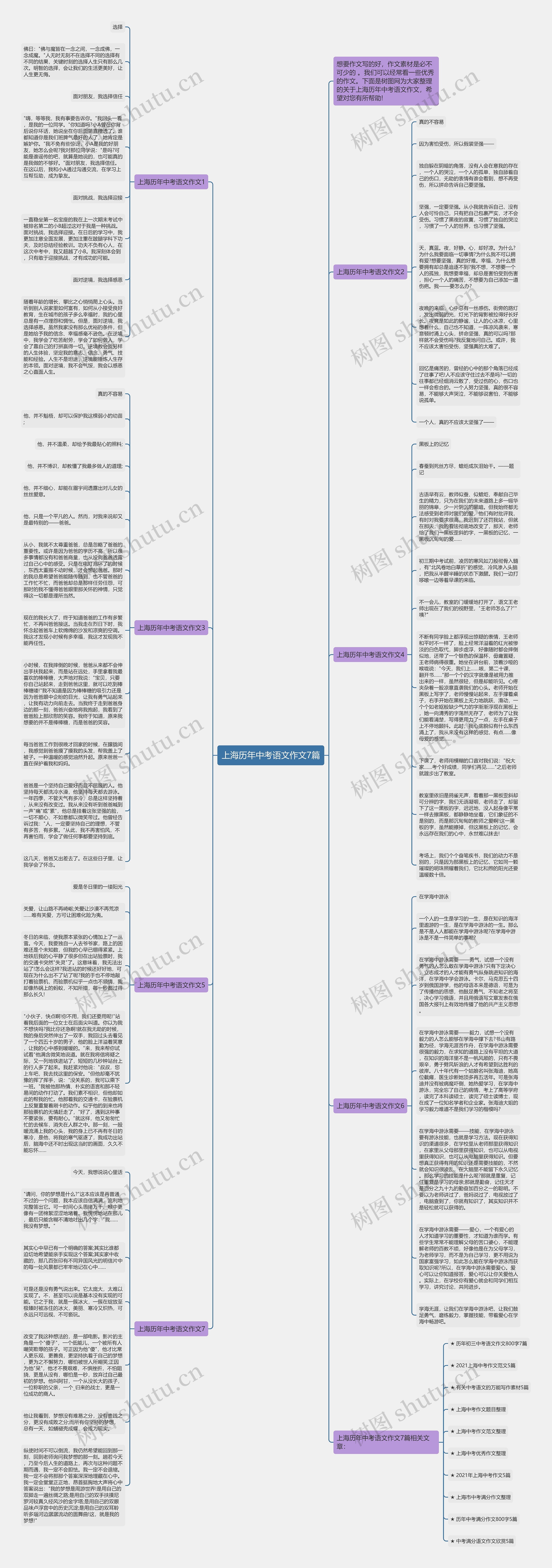 上海历年中考语文作文7篇思维导图