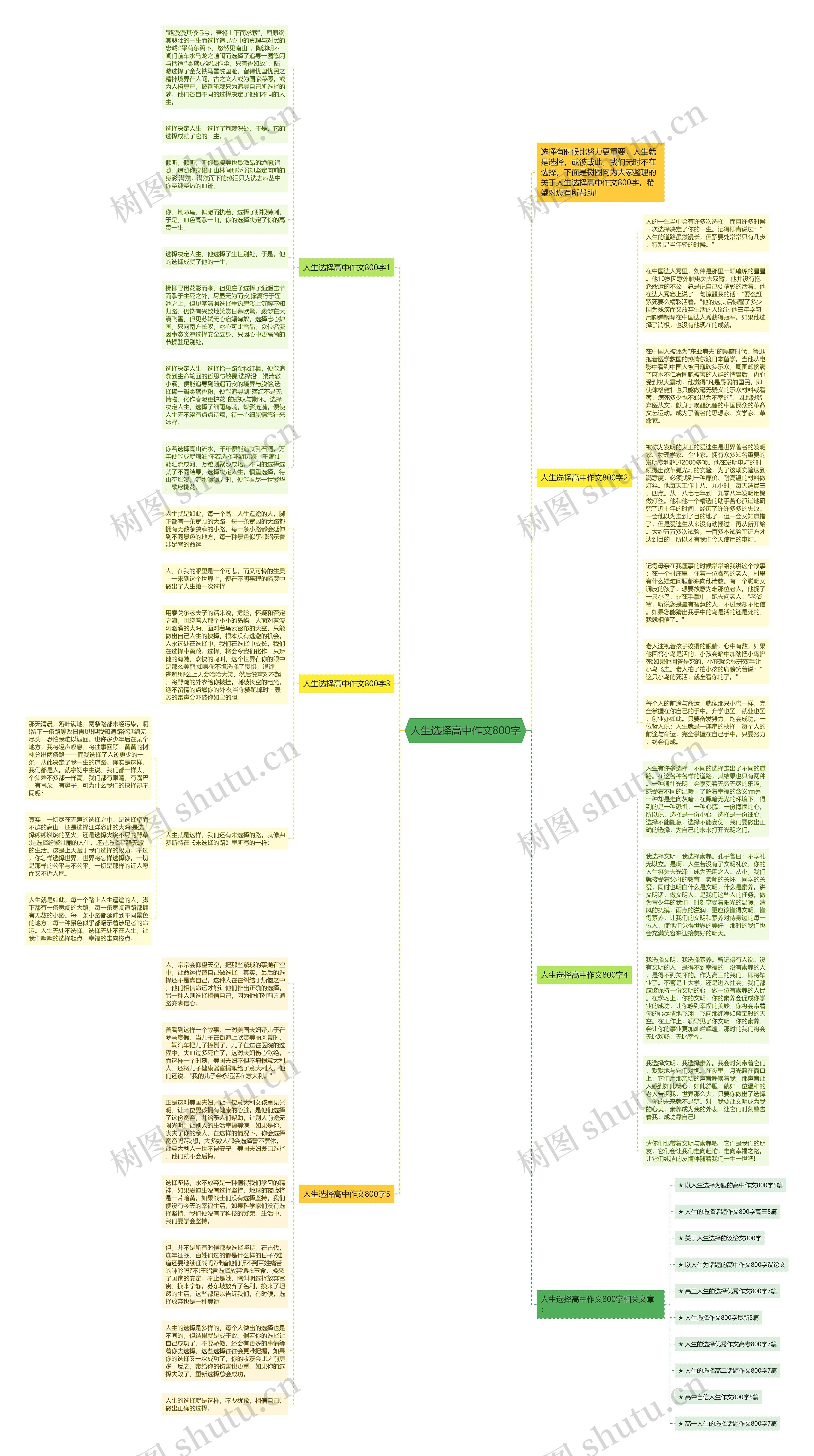 人生选择高中作文800字思维导图