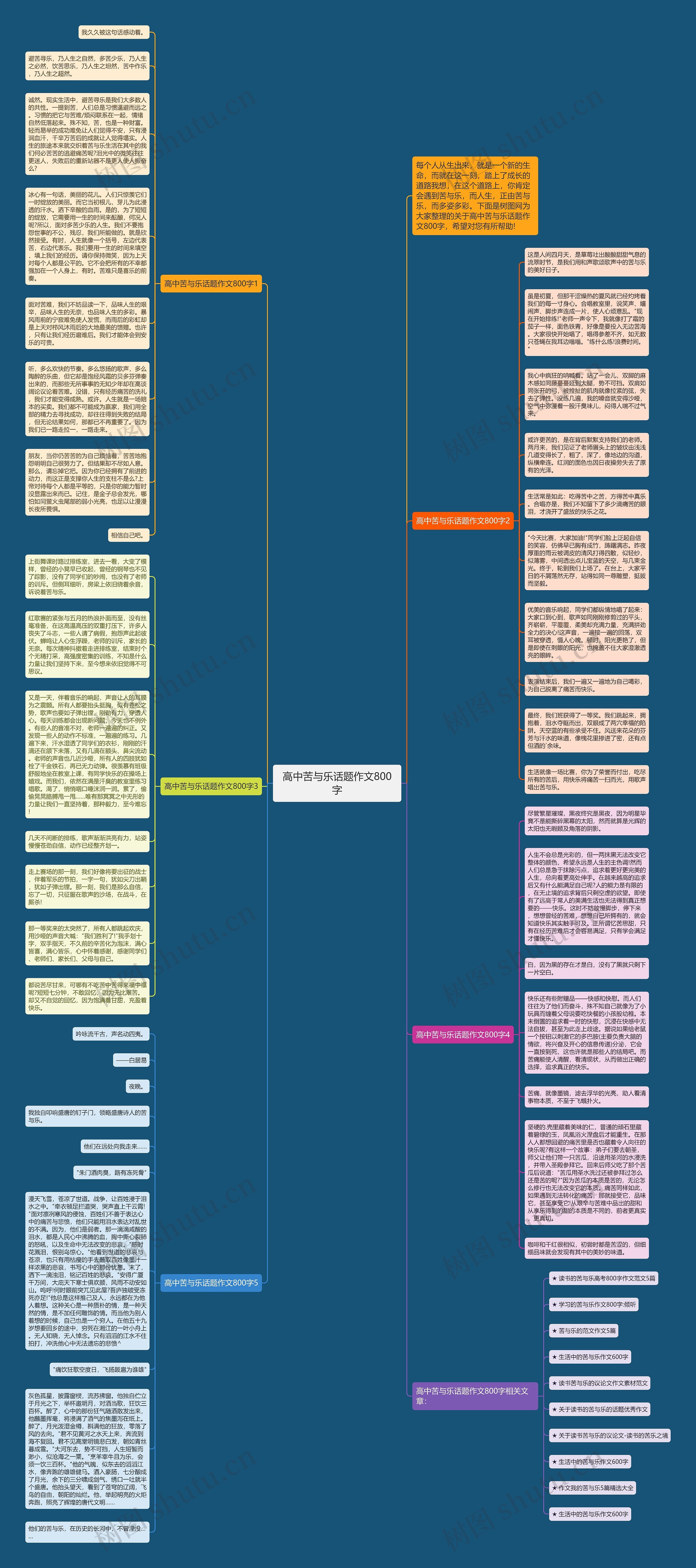 高中苦与乐话题作文800字思维导图