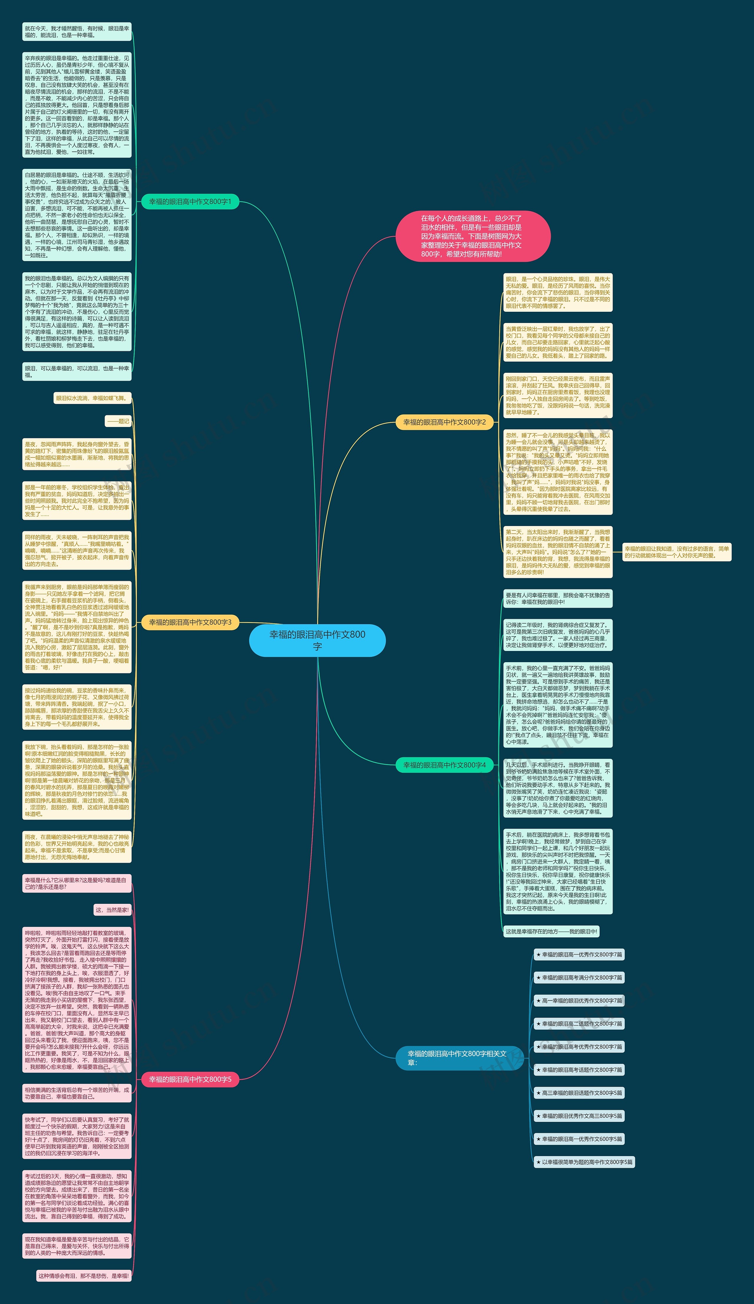 幸福的眼泪高中作文800字思维导图