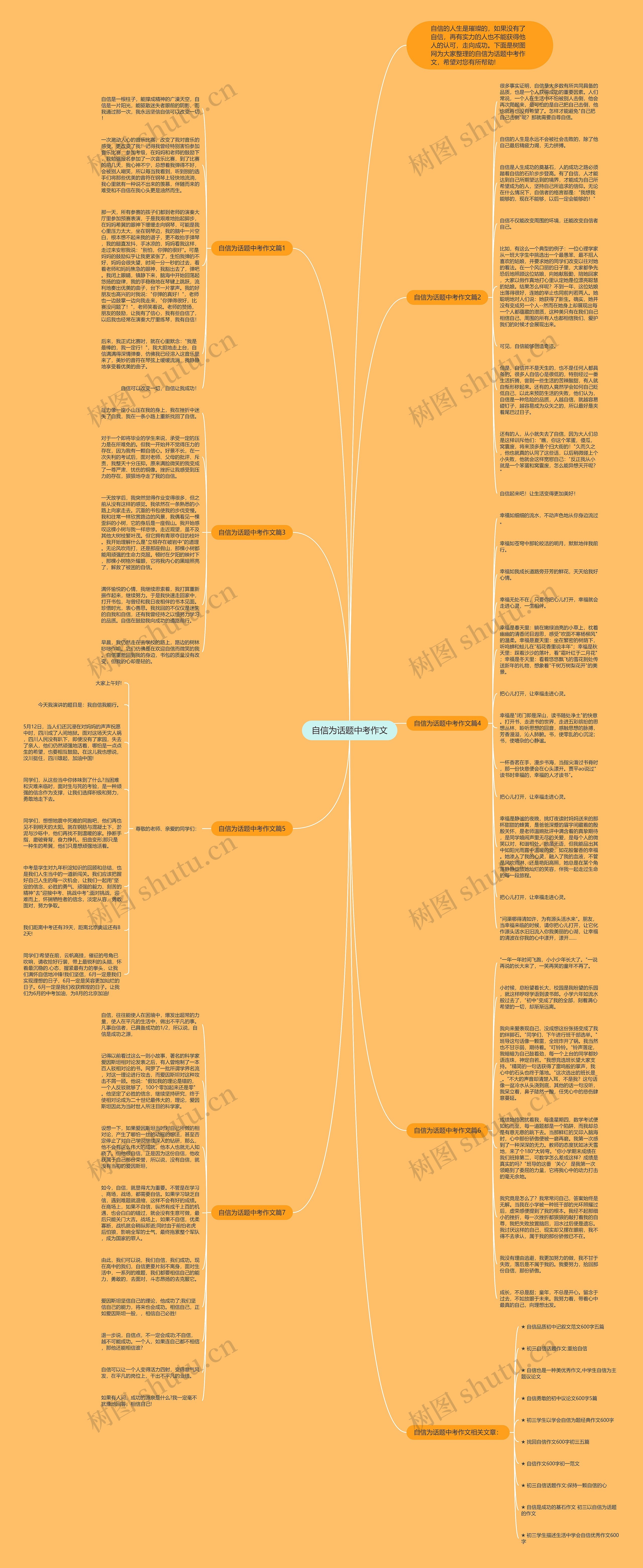 自信为话题中考作文思维导图