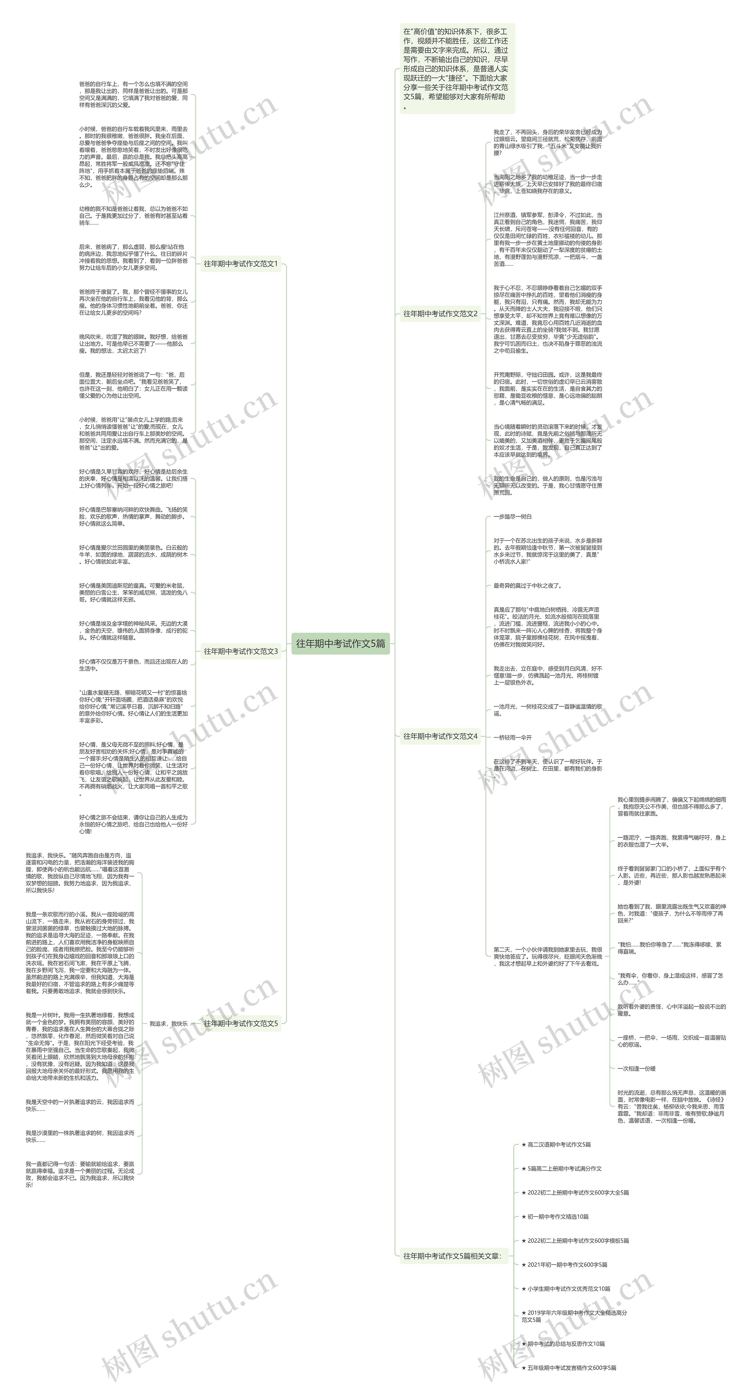 往年期中考试作文5篇思维导图