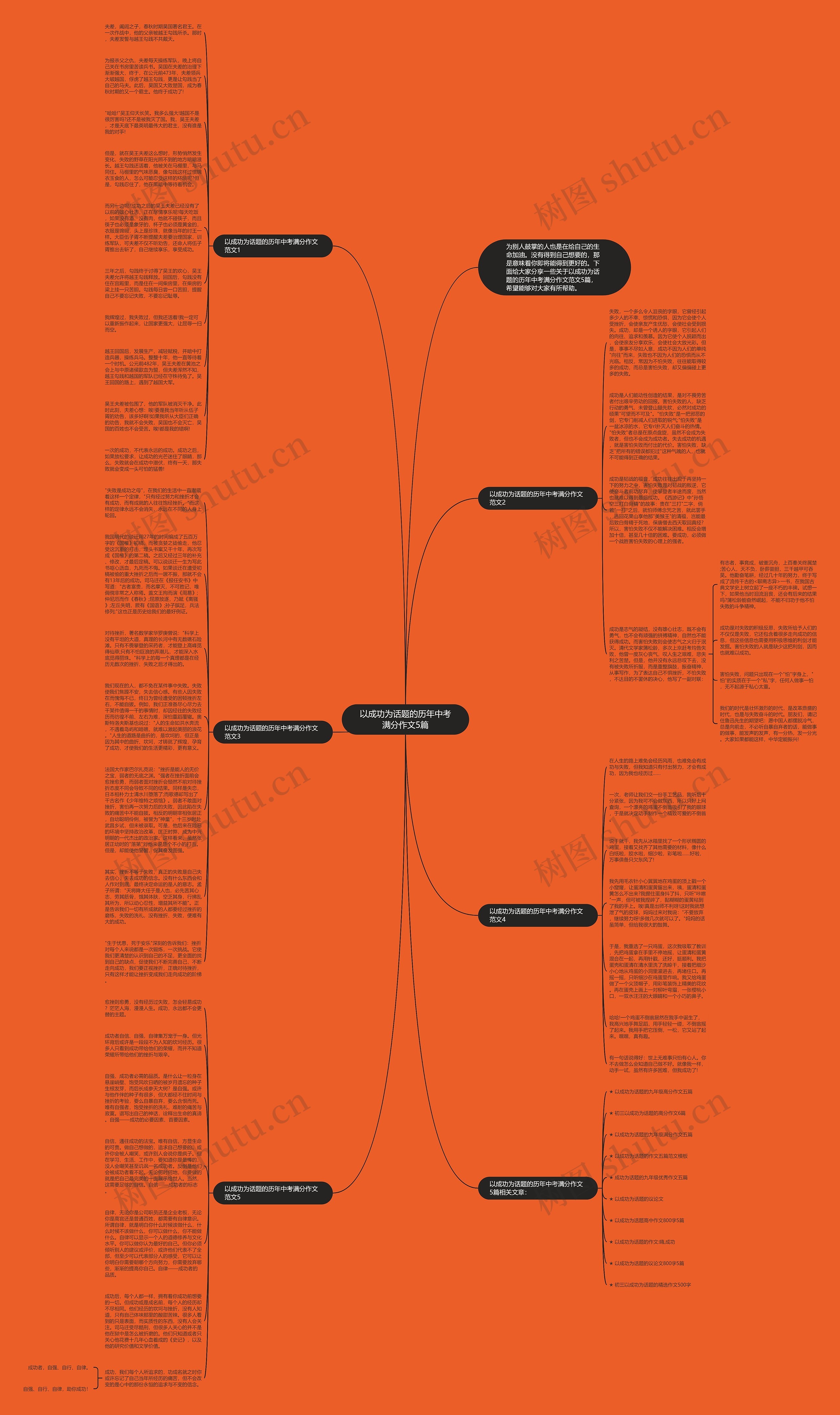 以成功为话题的历年中考满分作文5篇思维导图