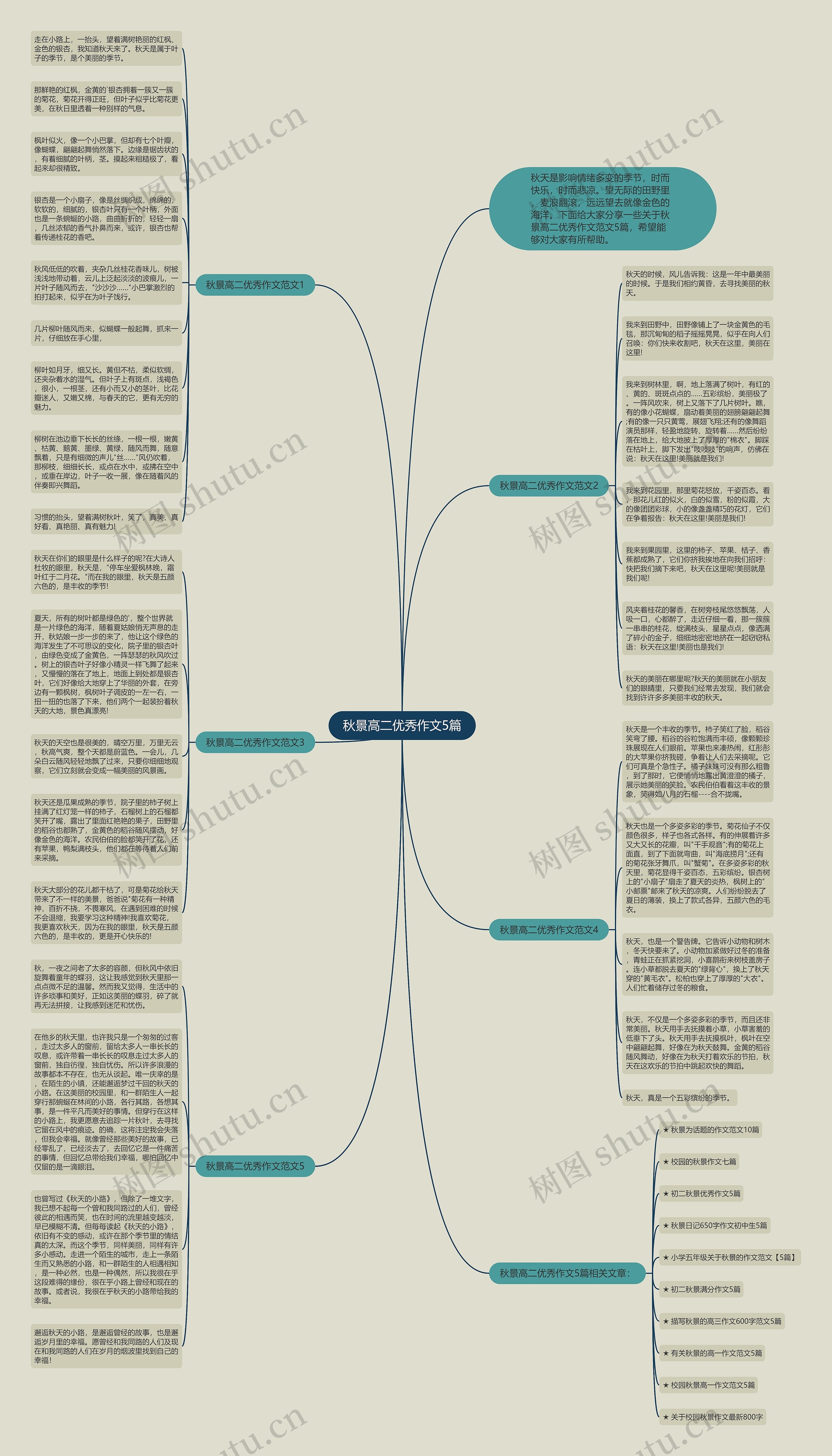 秋景高二优秀作文5篇思维导图