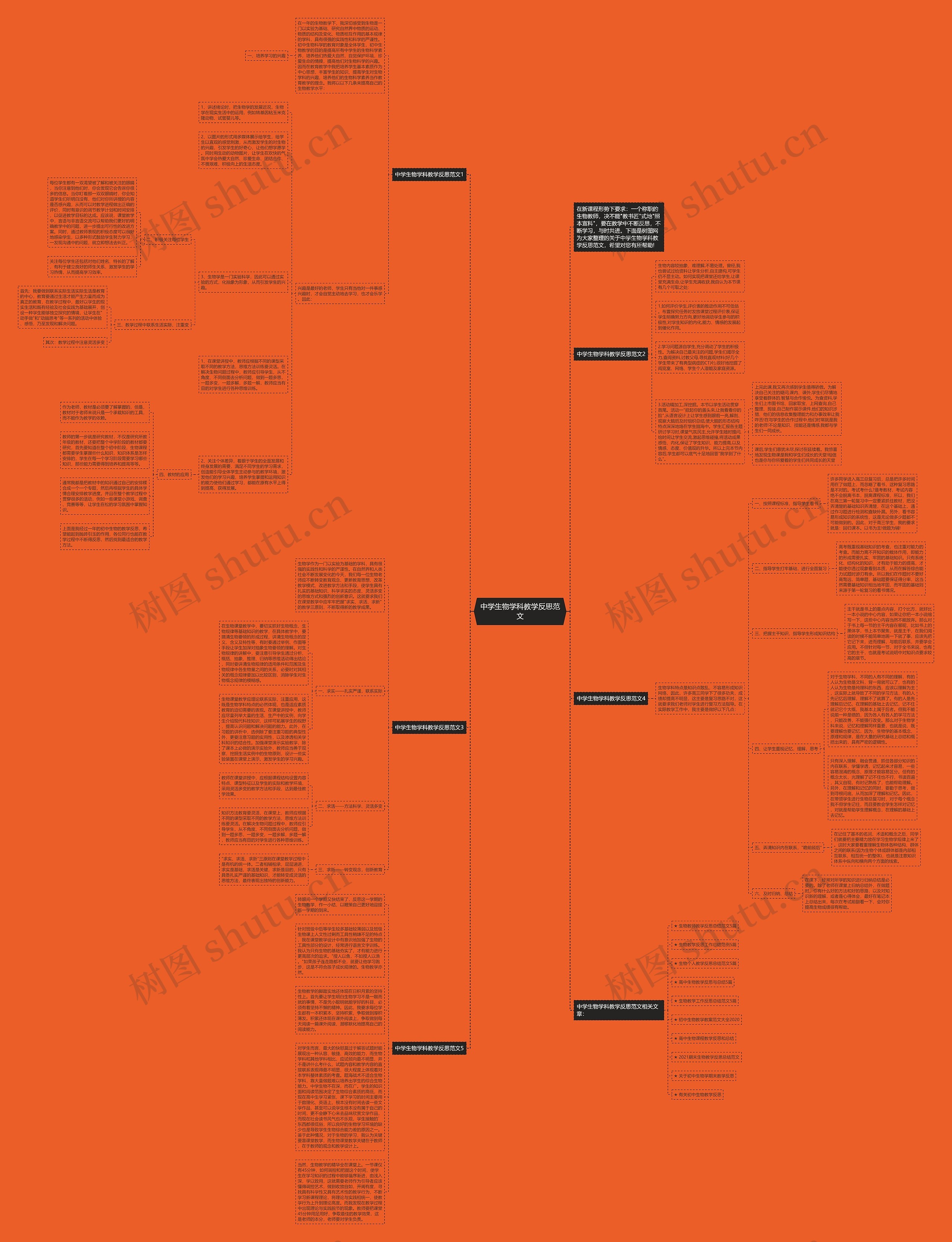 中学生物学科教学反思范文思维导图
