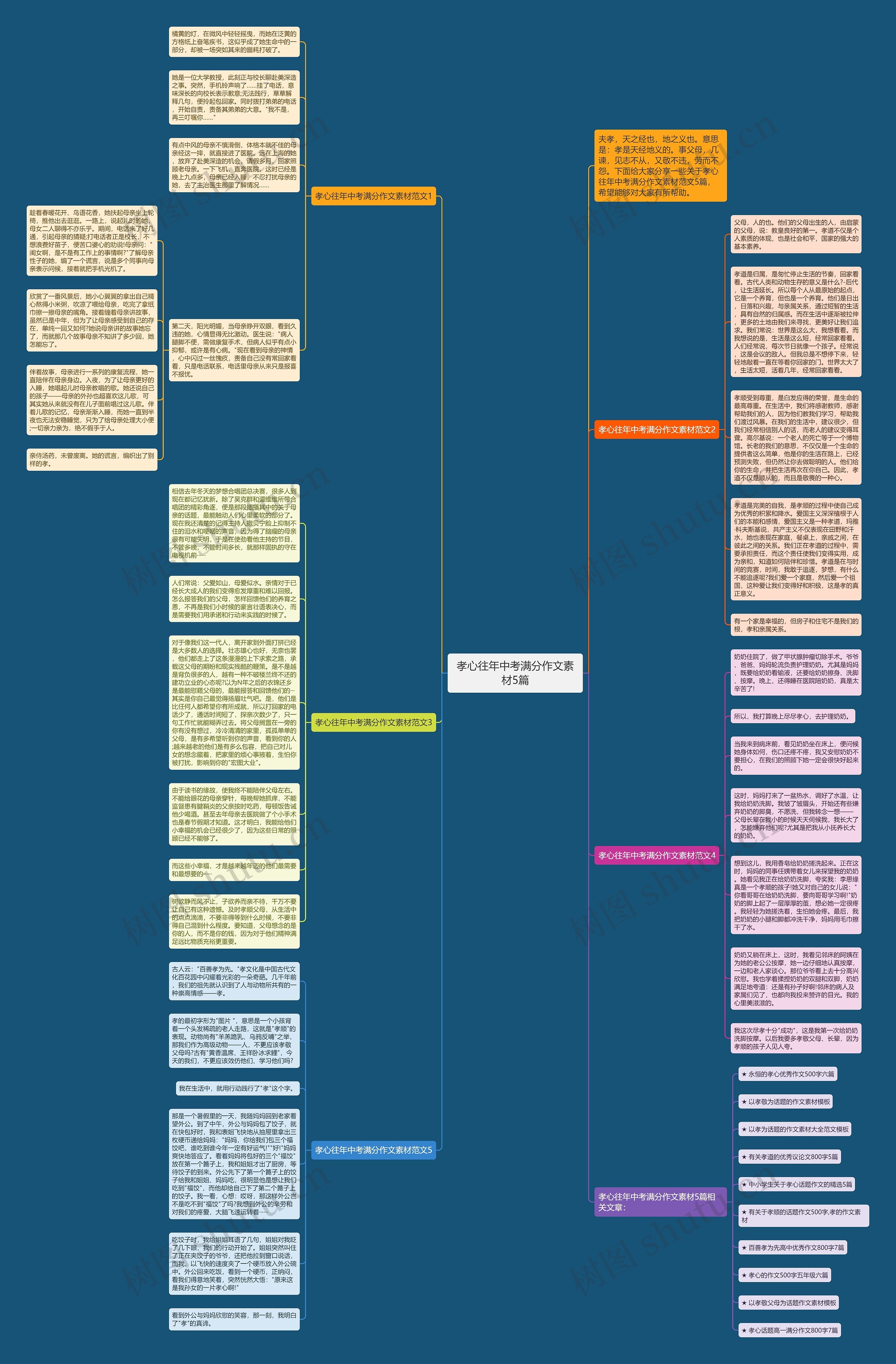 孝心往年中考满分作文素材5篇思维导图