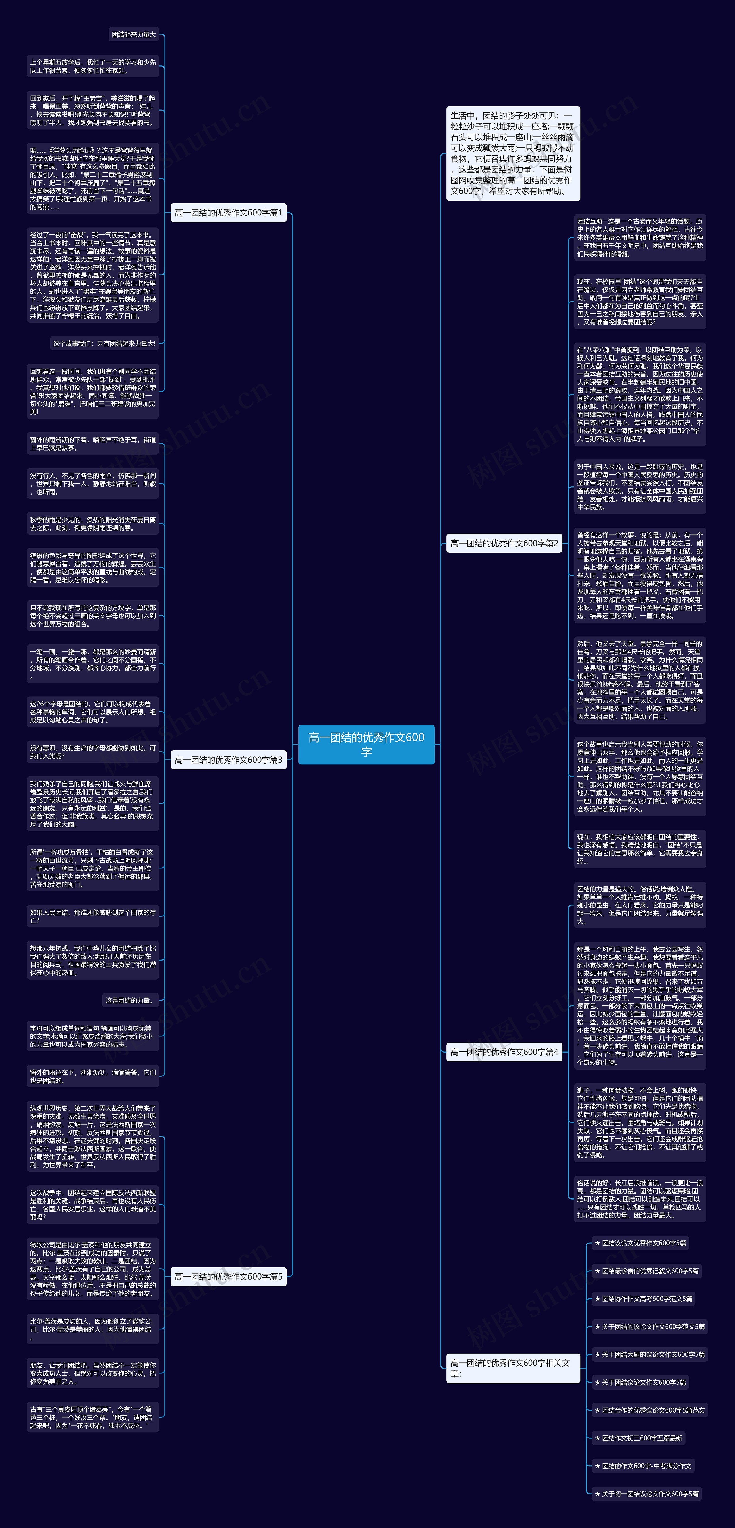 高一团结的优秀作文600字思维导图