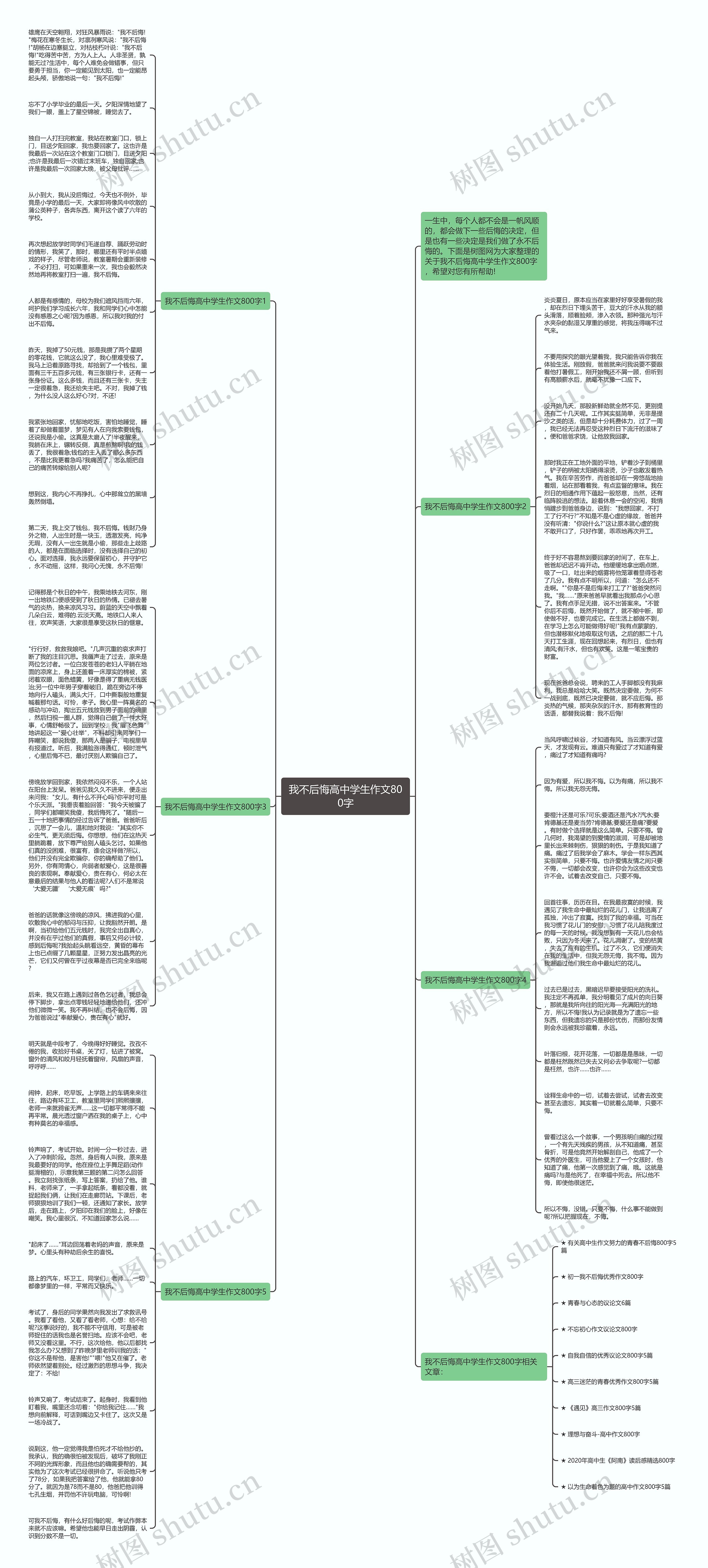 我不后悔高中学生作文800字思维导图
