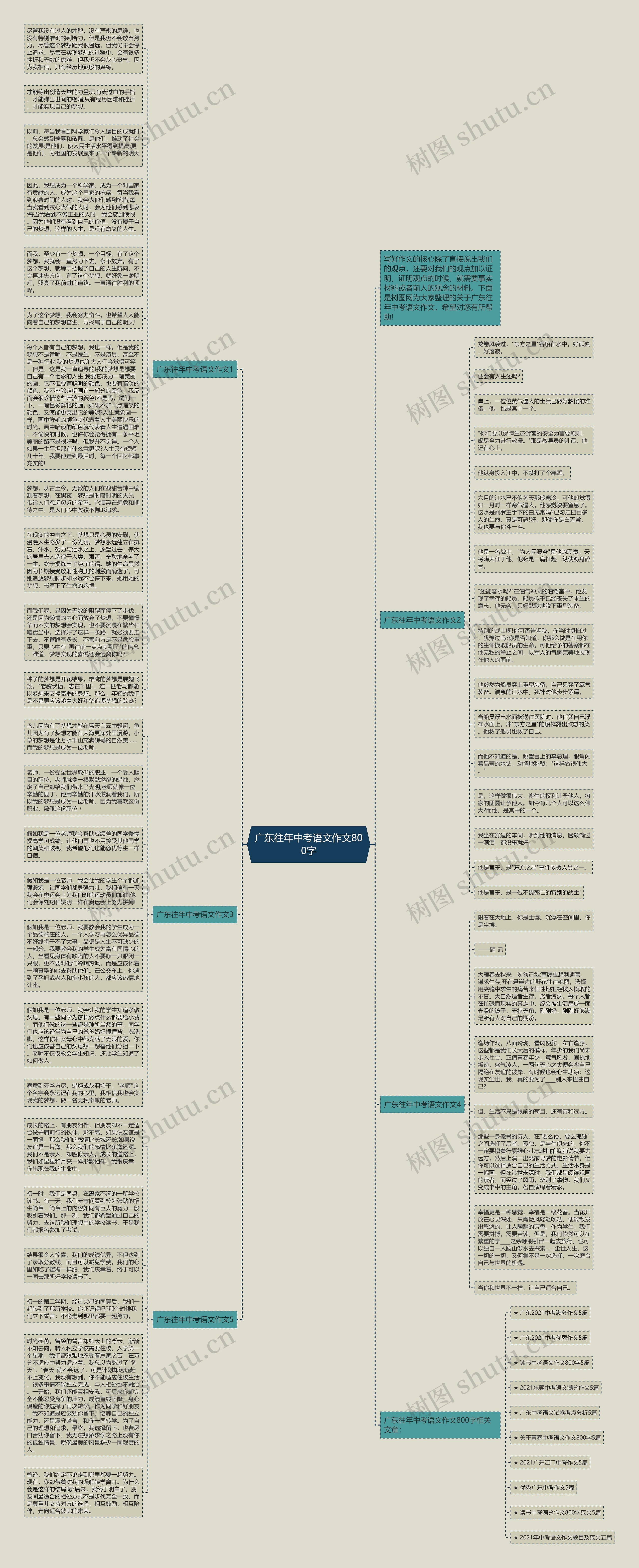 广东往年中考语文作文800字思维导图