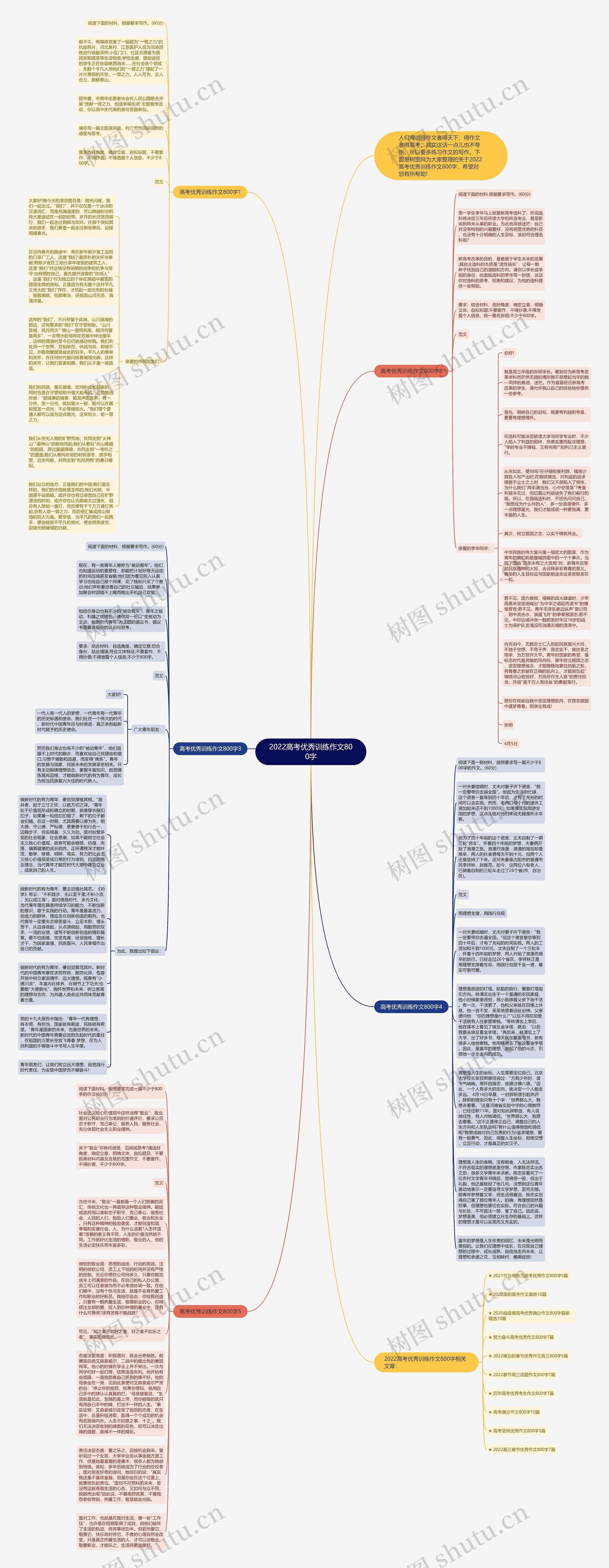 2022高考优秀训练作文800字思维导图
