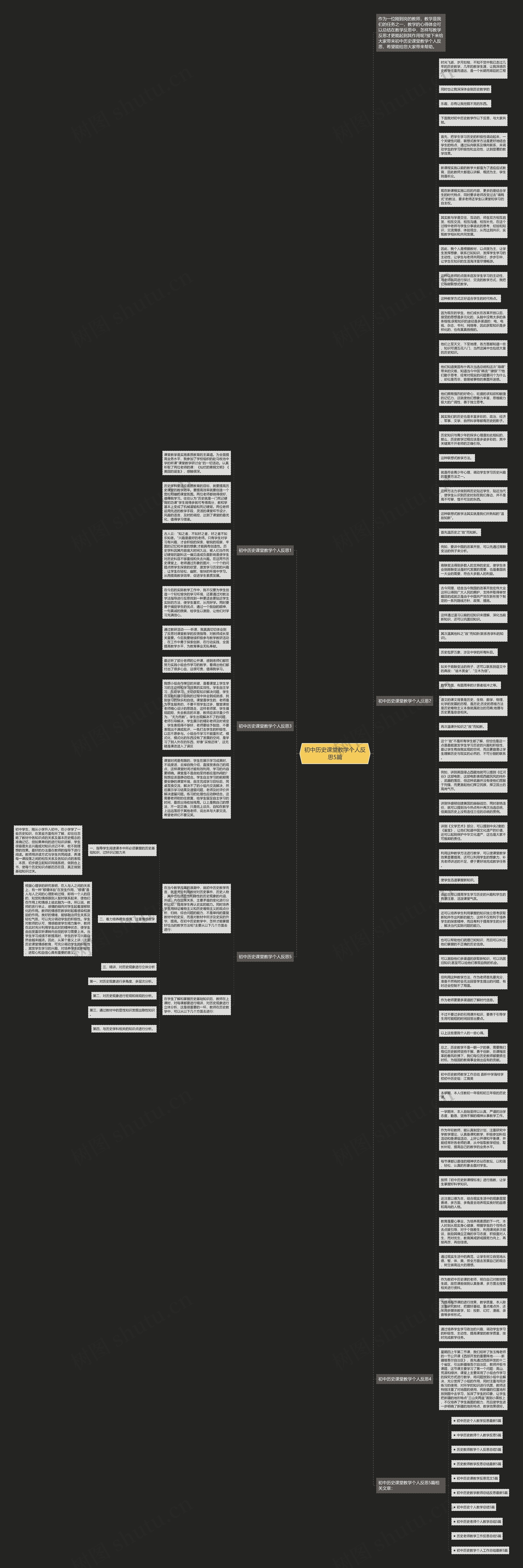 初中历史课堂教学个人反思5篇思维导图