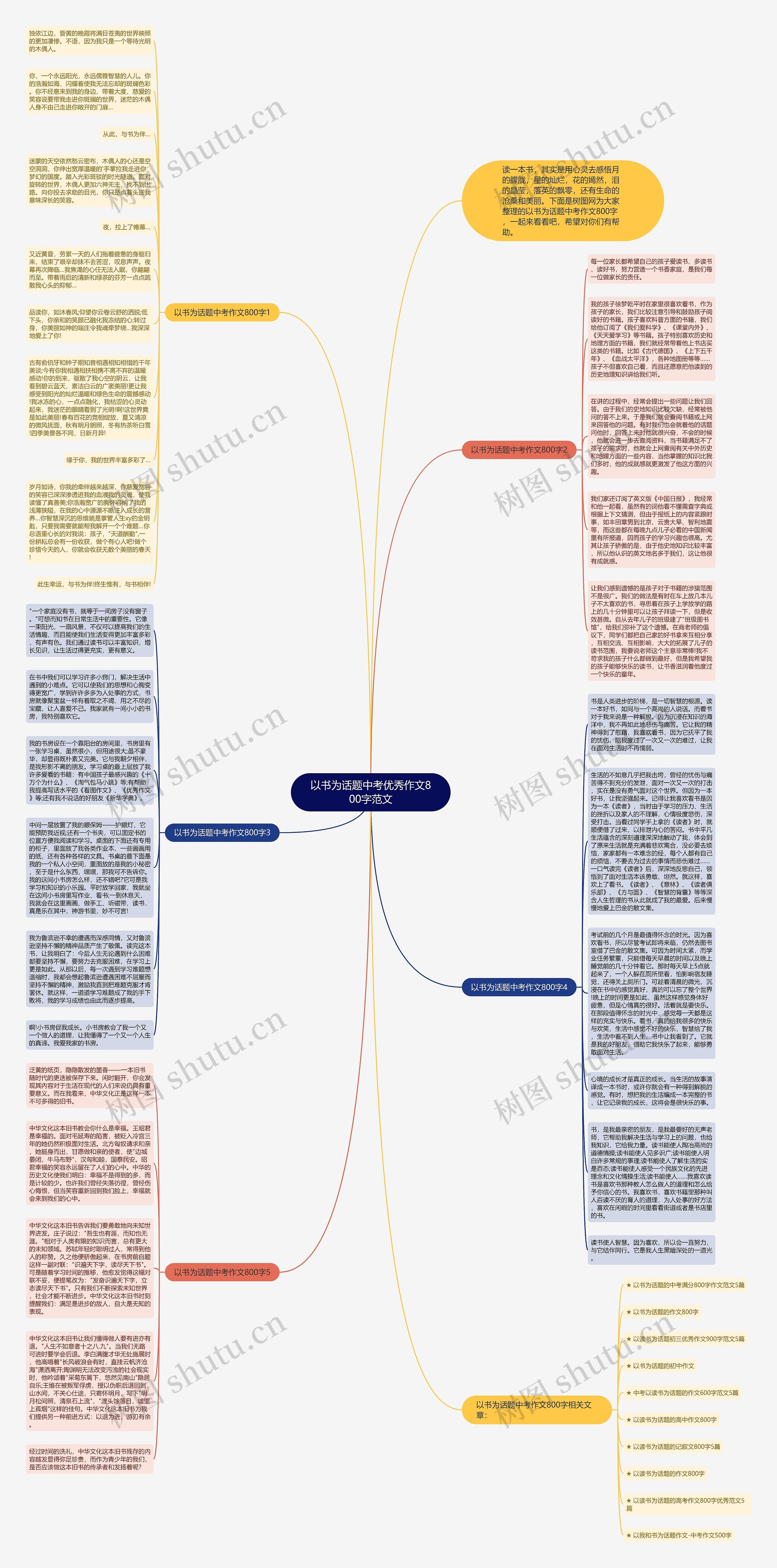 以书为话题中考优秀作文800字范文思维导图