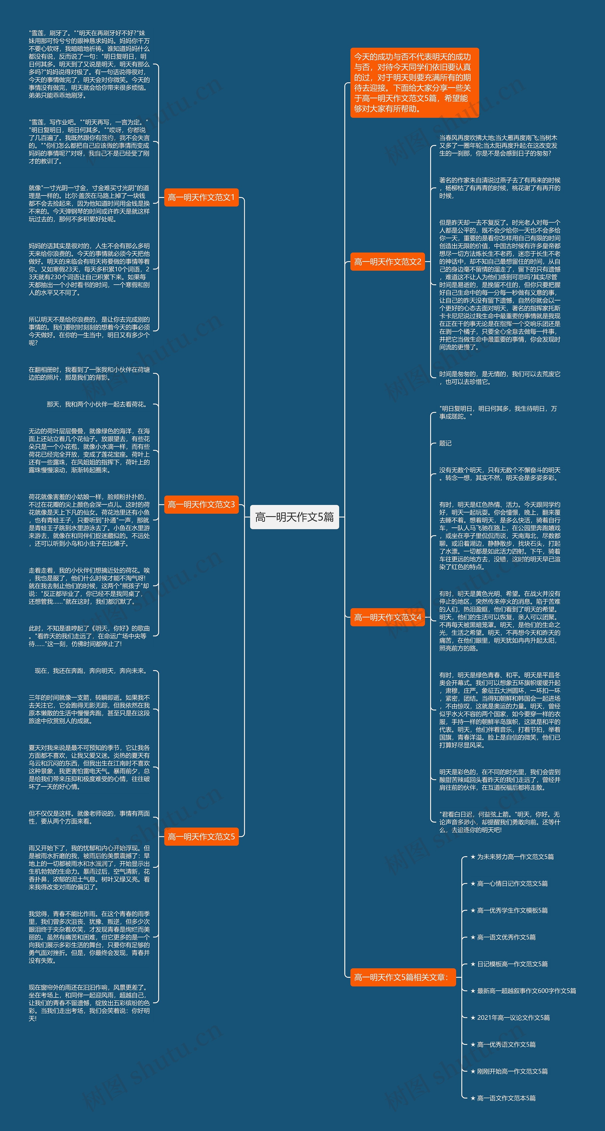 高一明天作文5篇思维导图