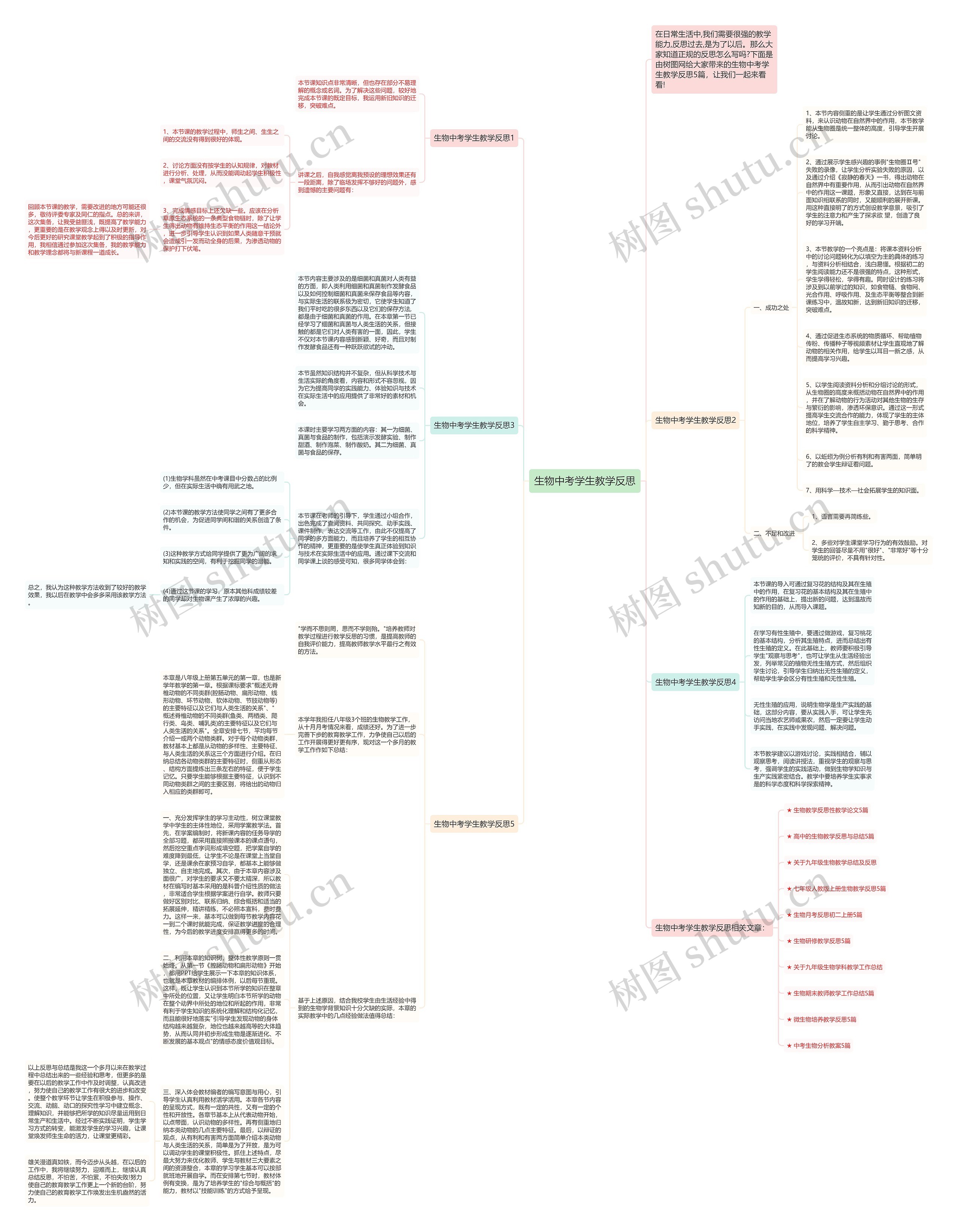 生物中考学生教学反思思维导图