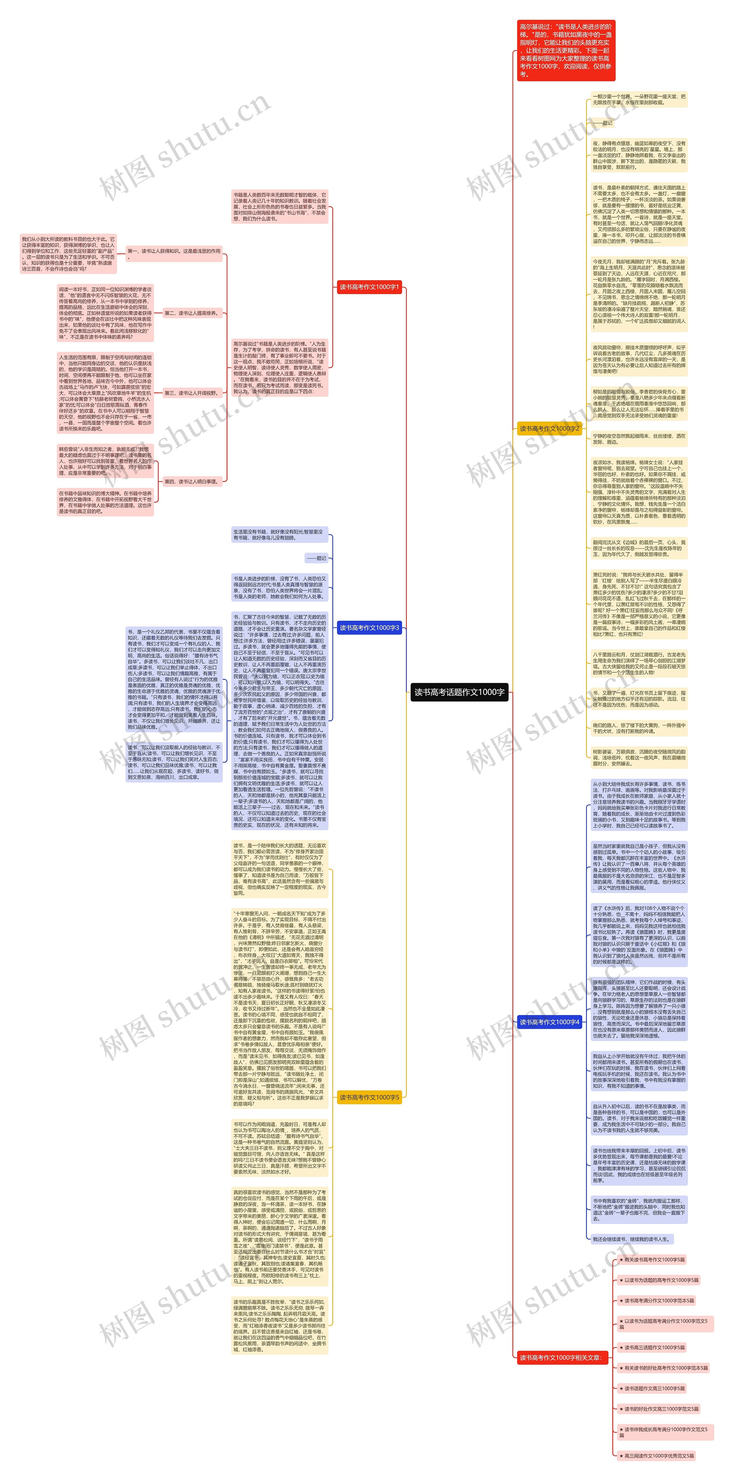 读书高考话题作文1000字思维导图