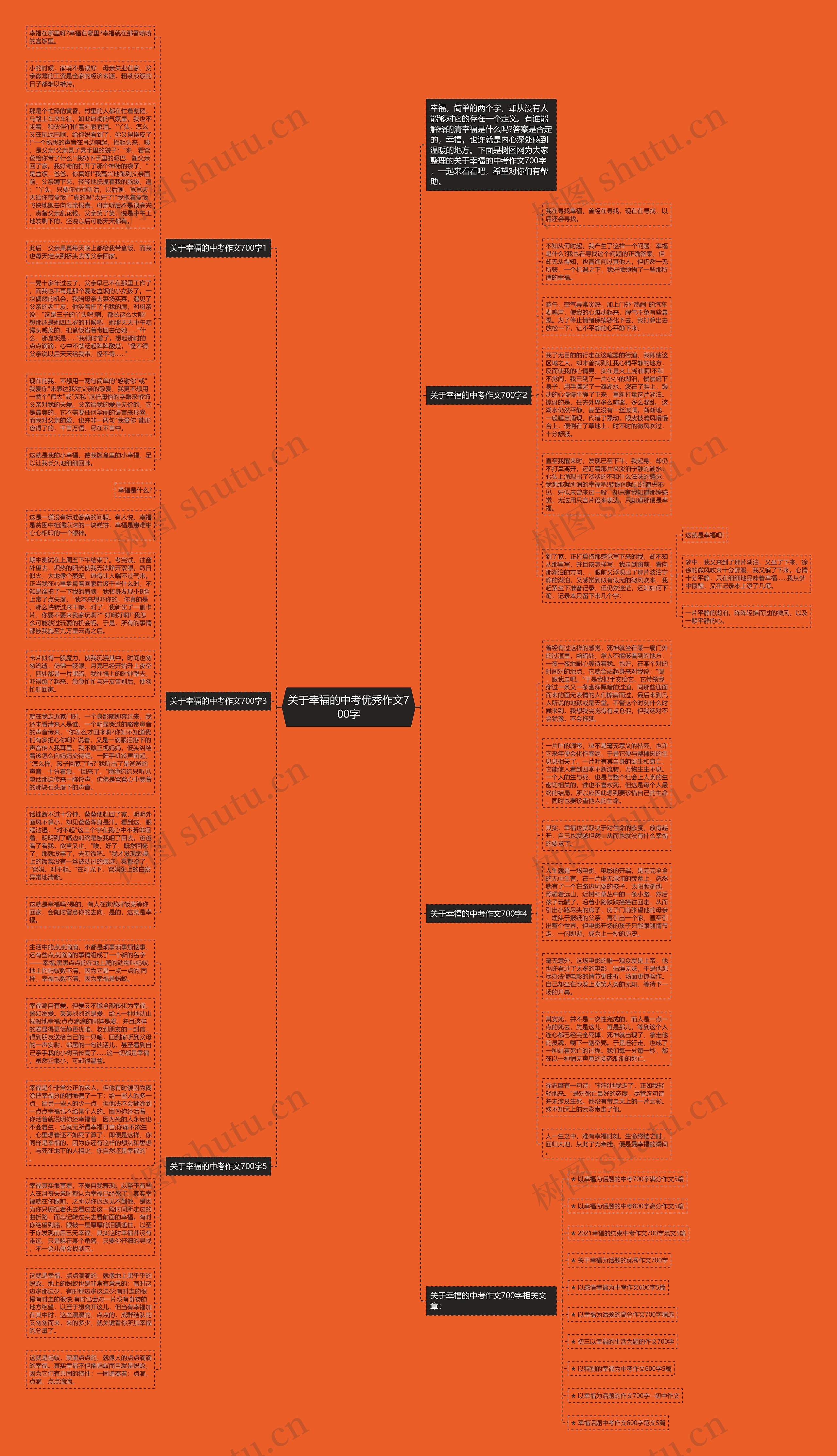 关于幸福的中考优秀作文700字思维导图