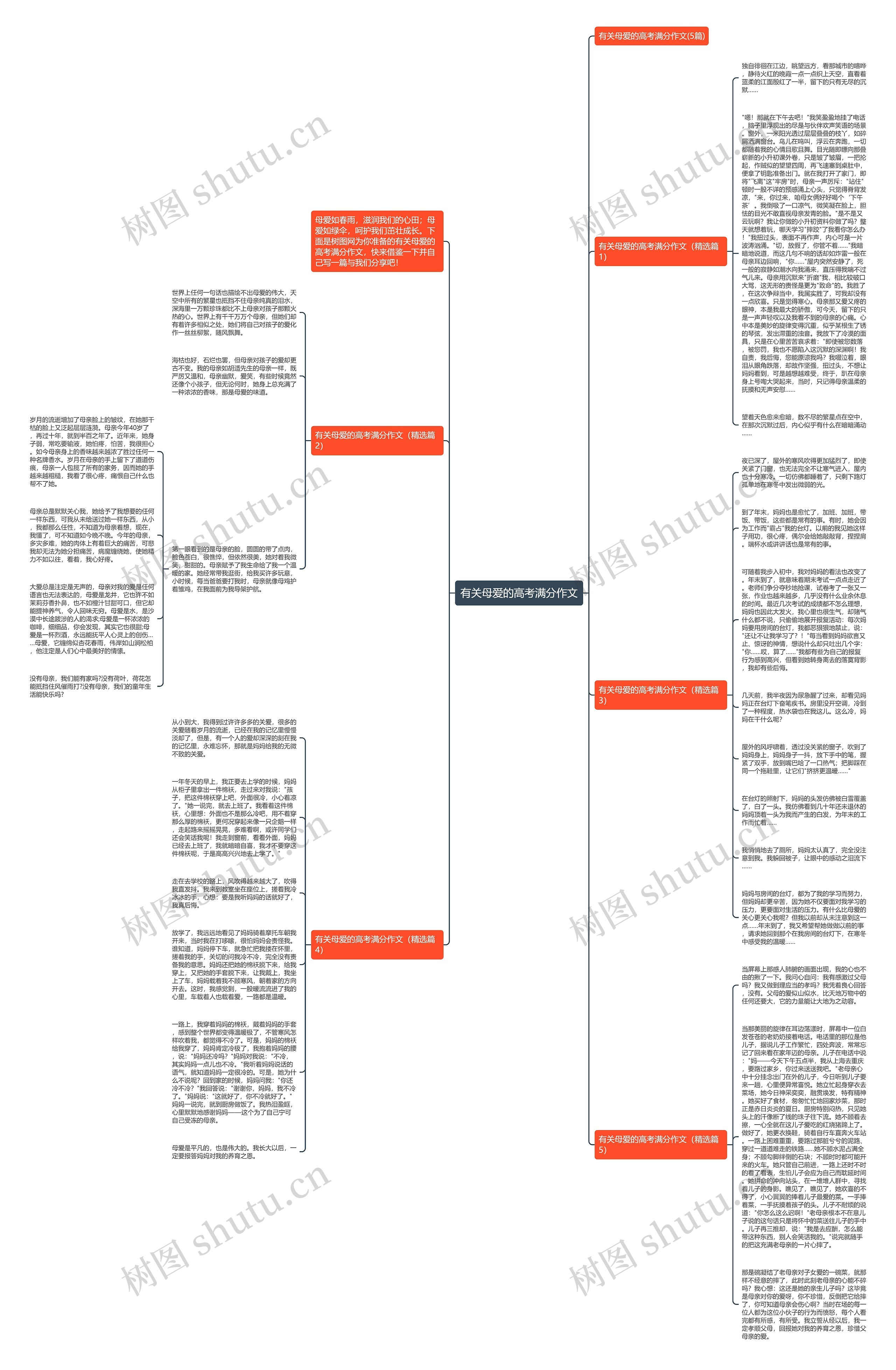 有关母爱的高考满分作文思维导图