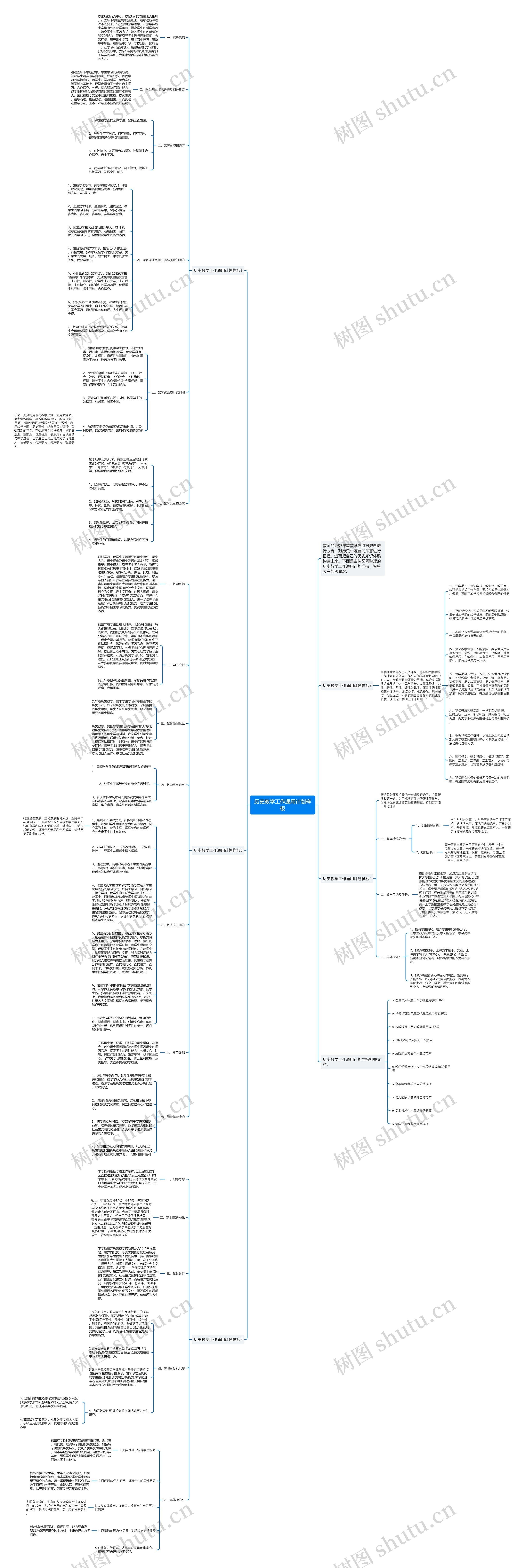 历史教学工作通用计划样板思维导图