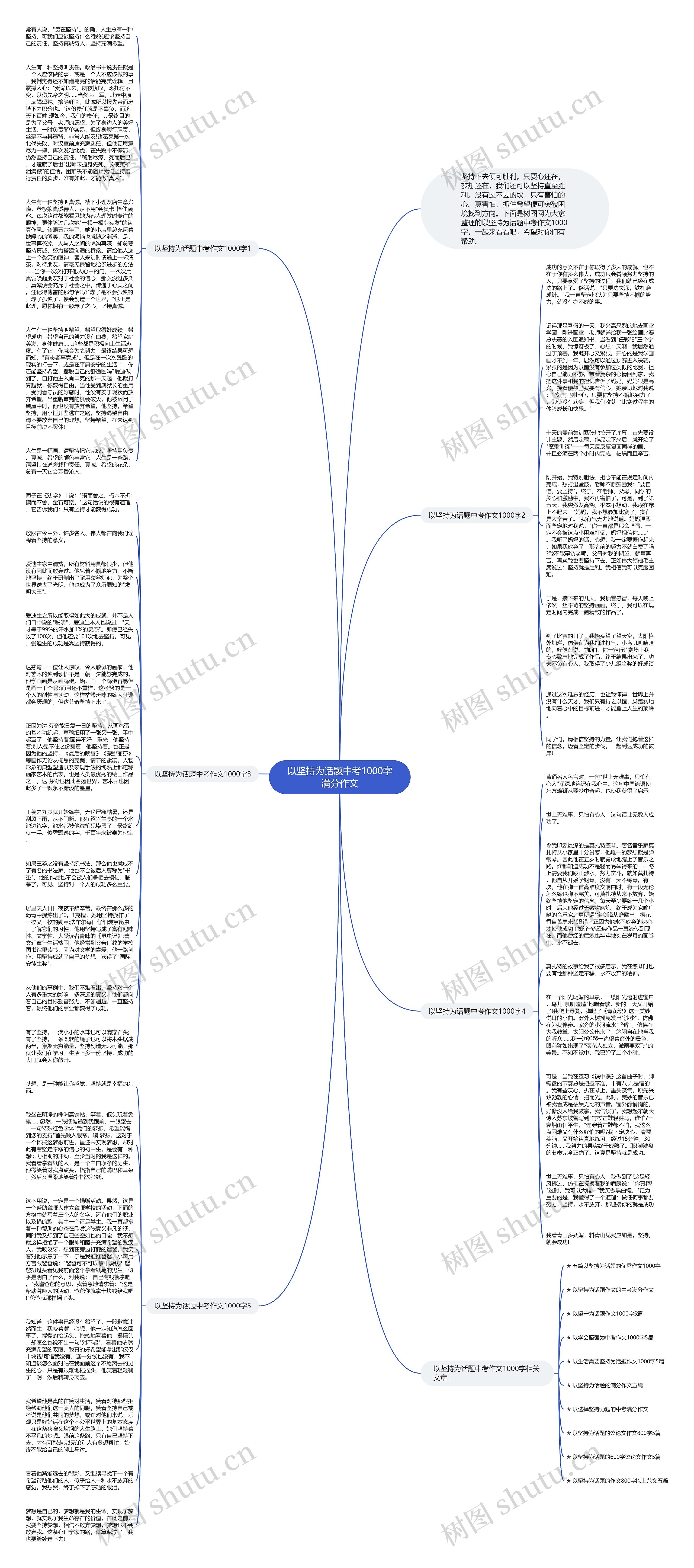 以坚持为话题中考1000字满分作文思维导图