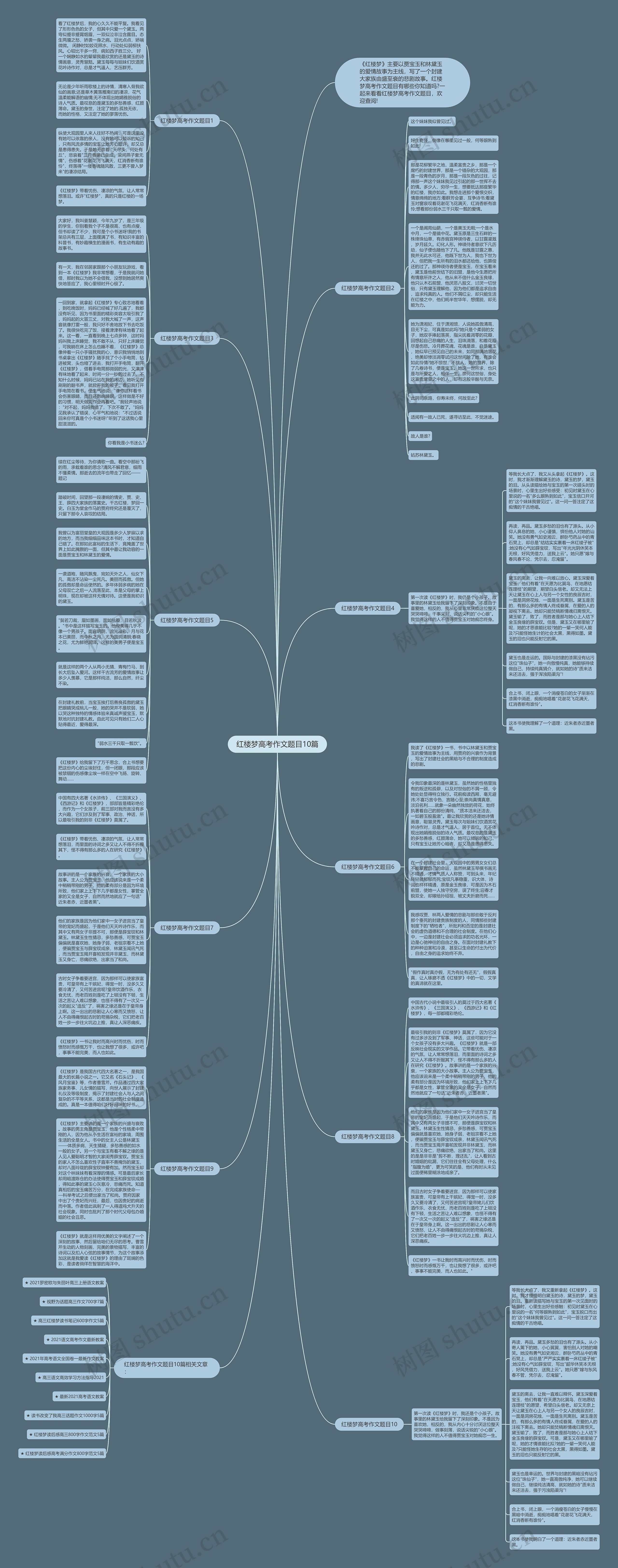 红楼梦高考作文题目10篇思维导图
