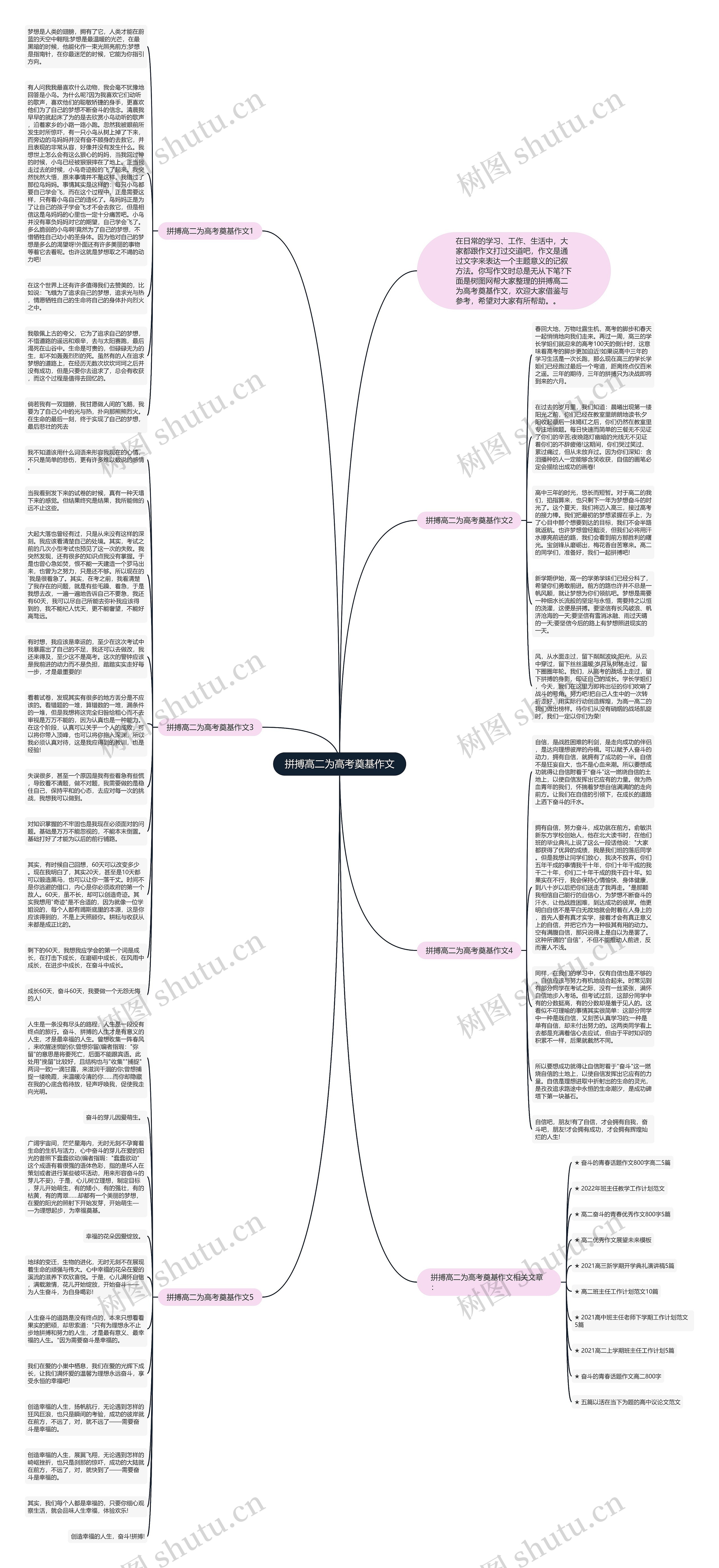 拼搏高二为高考奠基作文思维导图