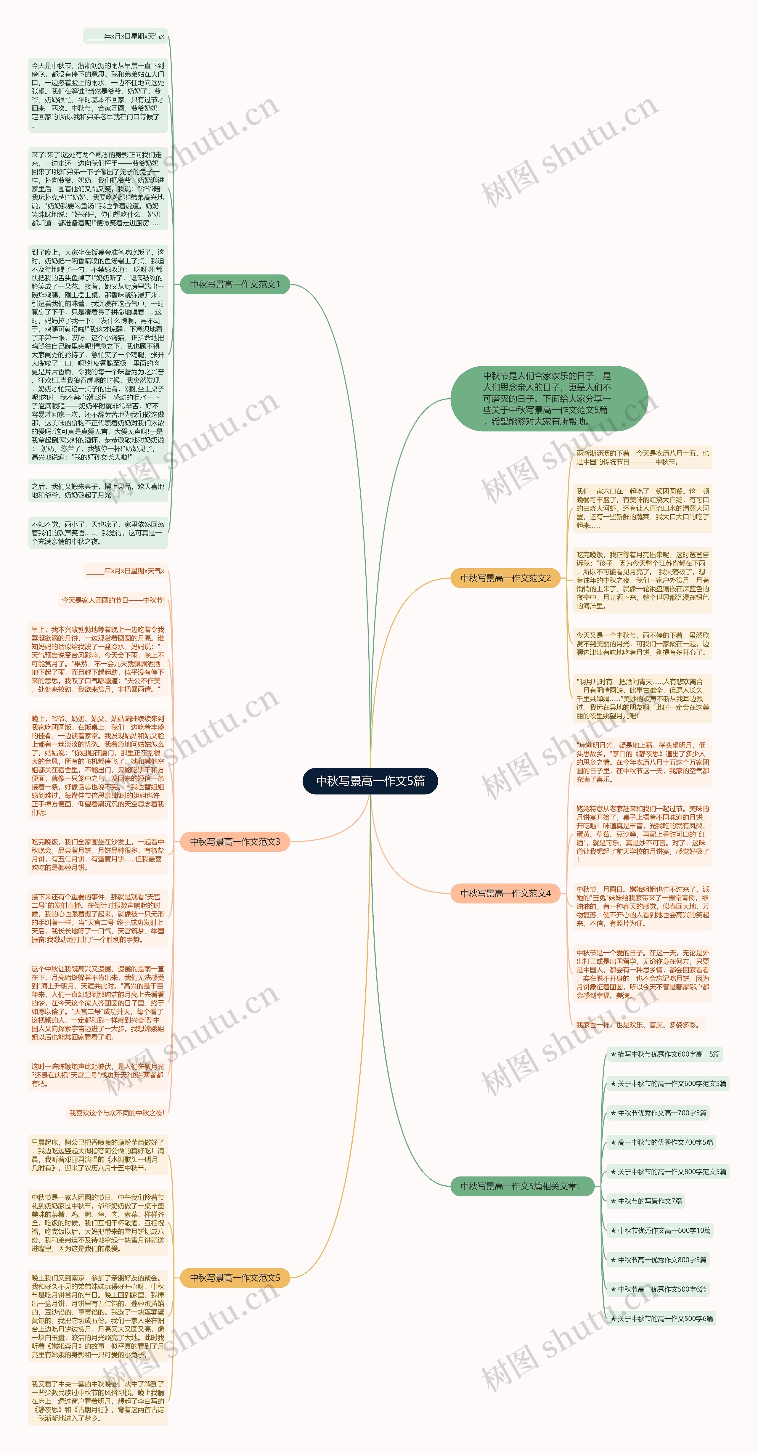 中秋写景高一作文5篇思维导图