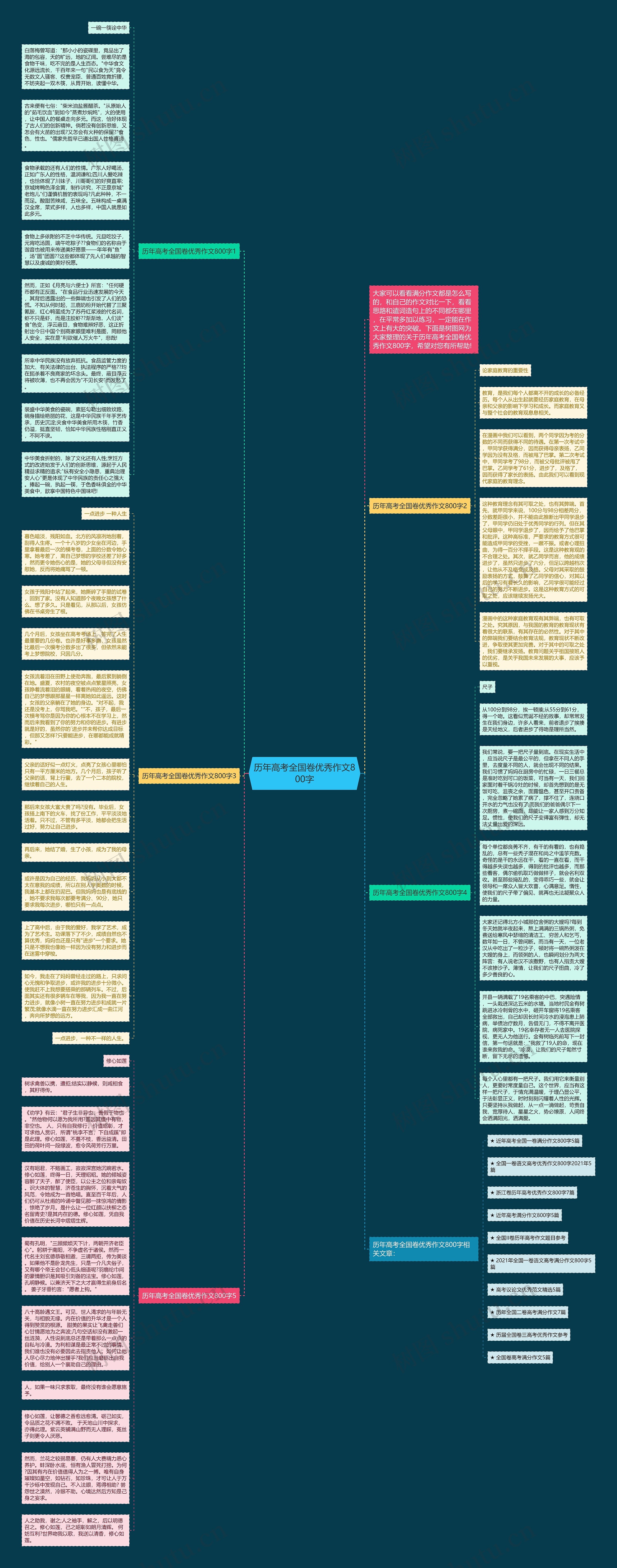 历年高考全国卷优秀作文800字思维导图