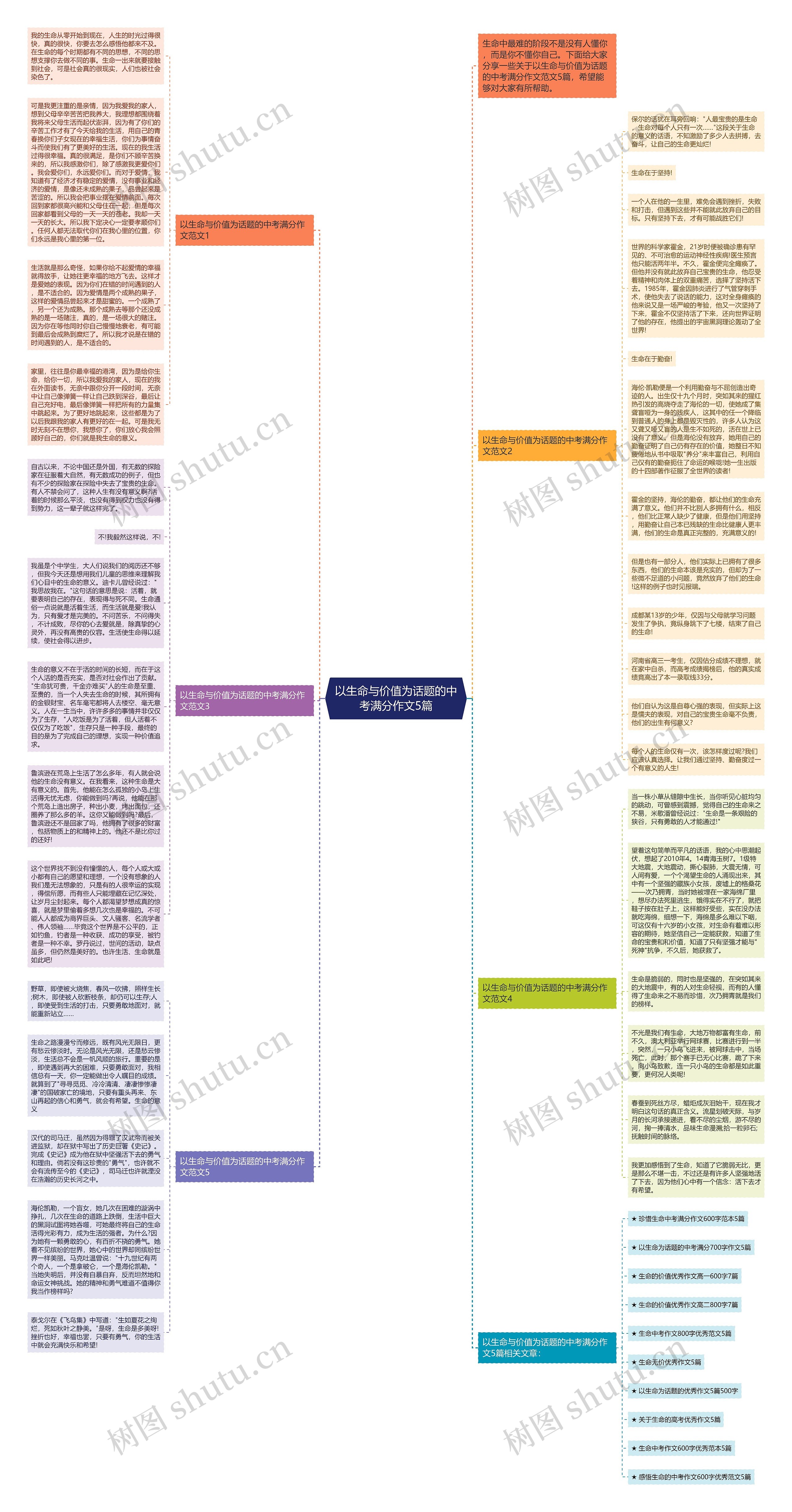 以生命与价值为话题的中考满分作文5篇思维导图