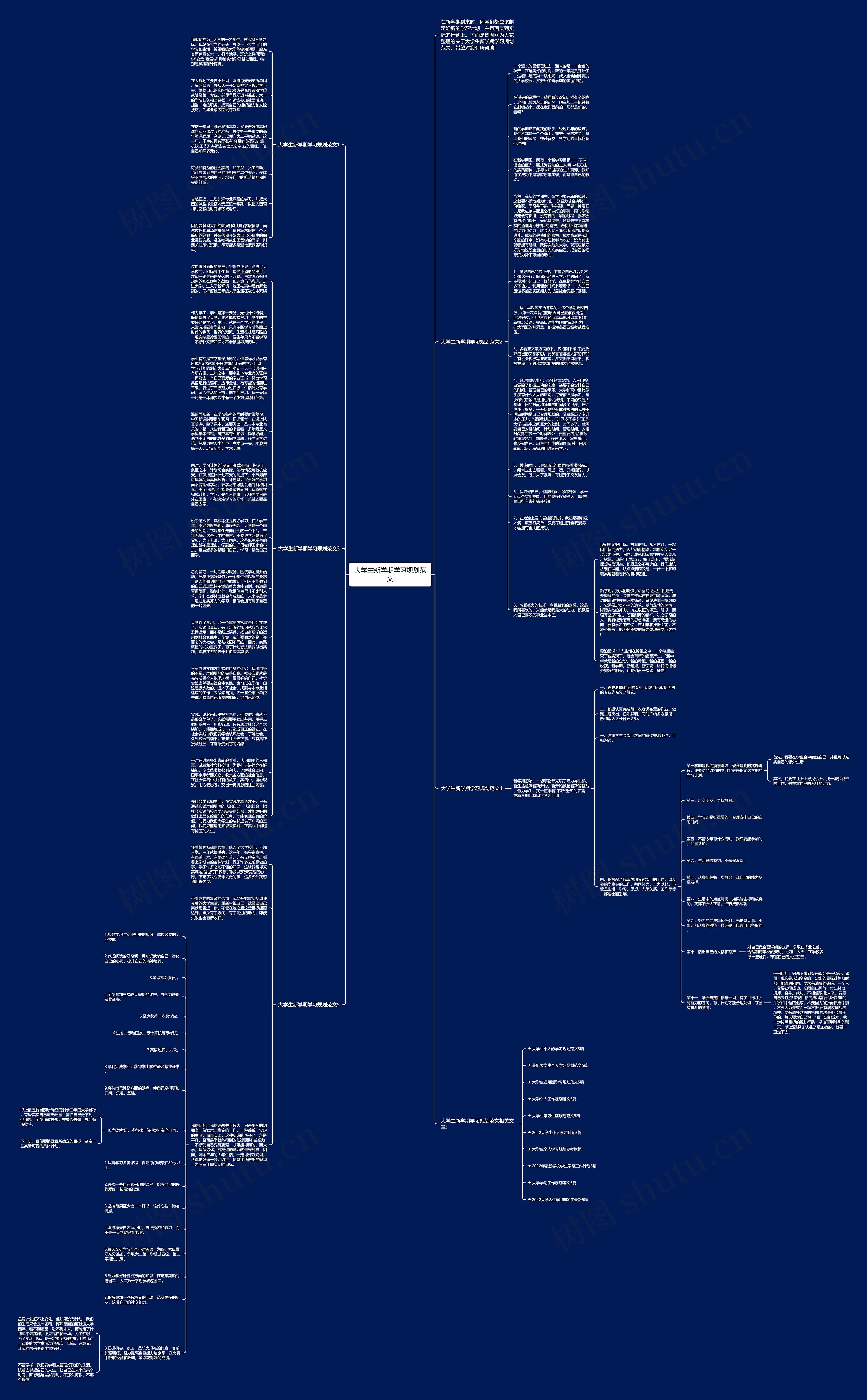 大学生新学期学习规划范文思维导图高清图 大学生新学期学习规划范文思维导图