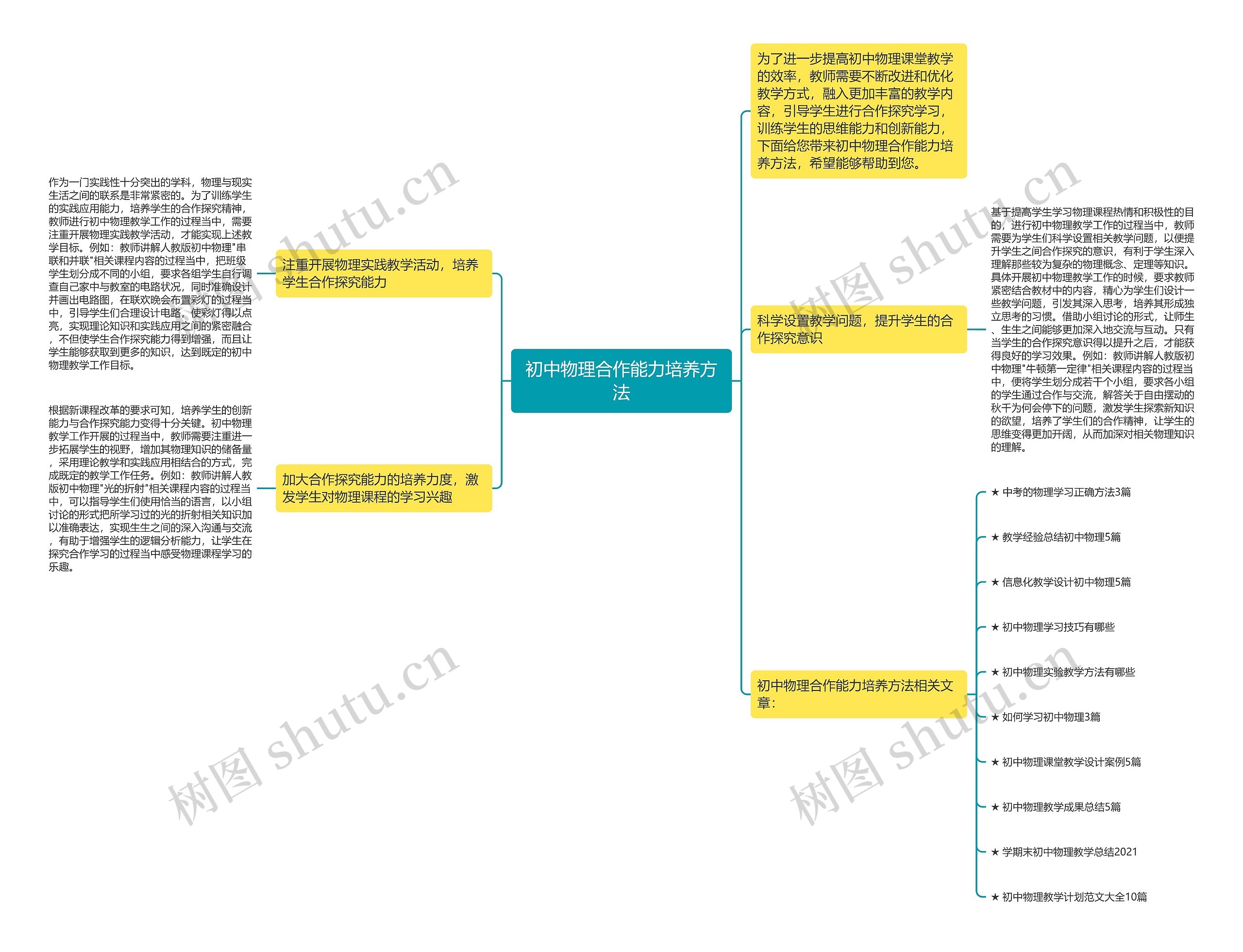 初中物理合作能力培养方法思维导图