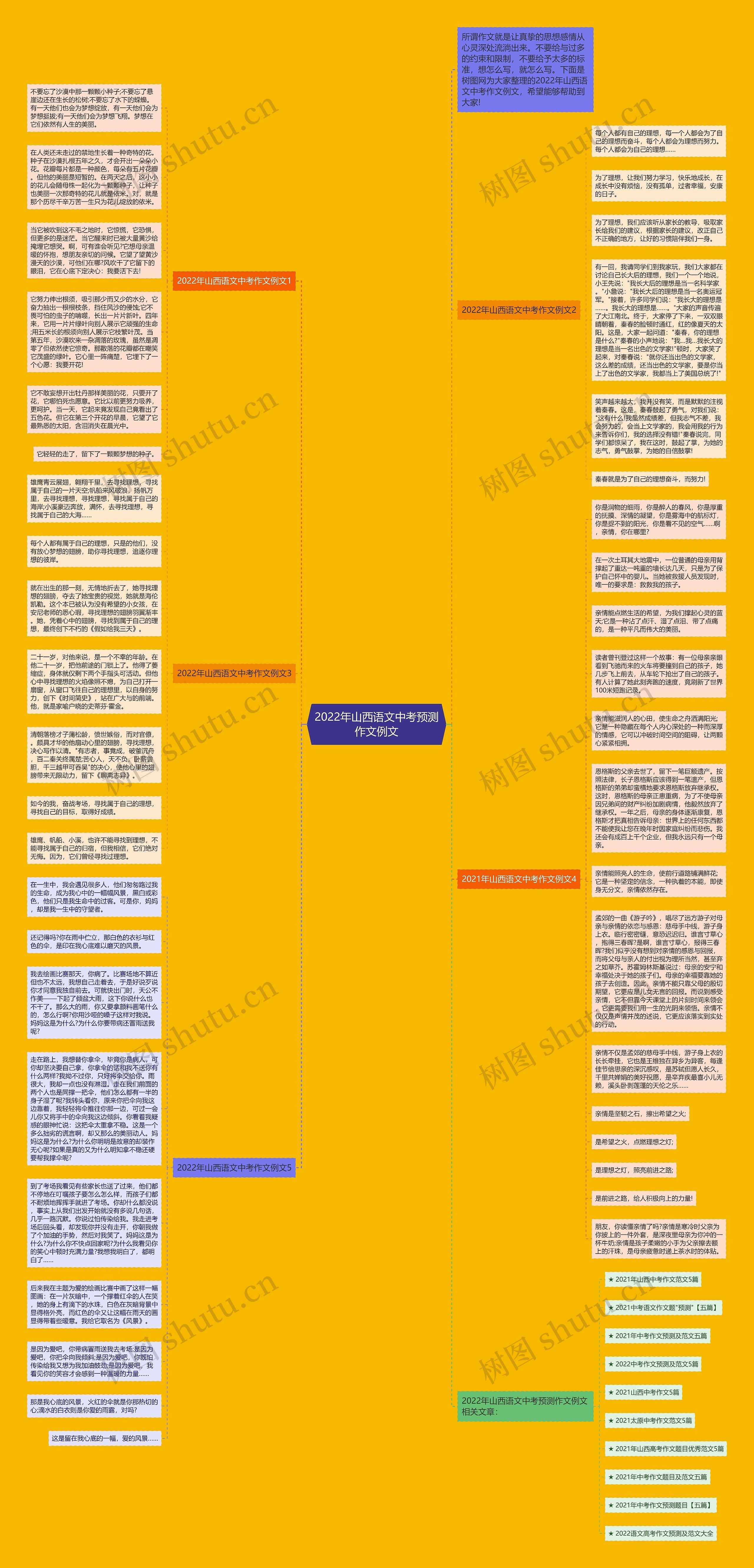 2022年山西语文中考预测作文例文思维导图