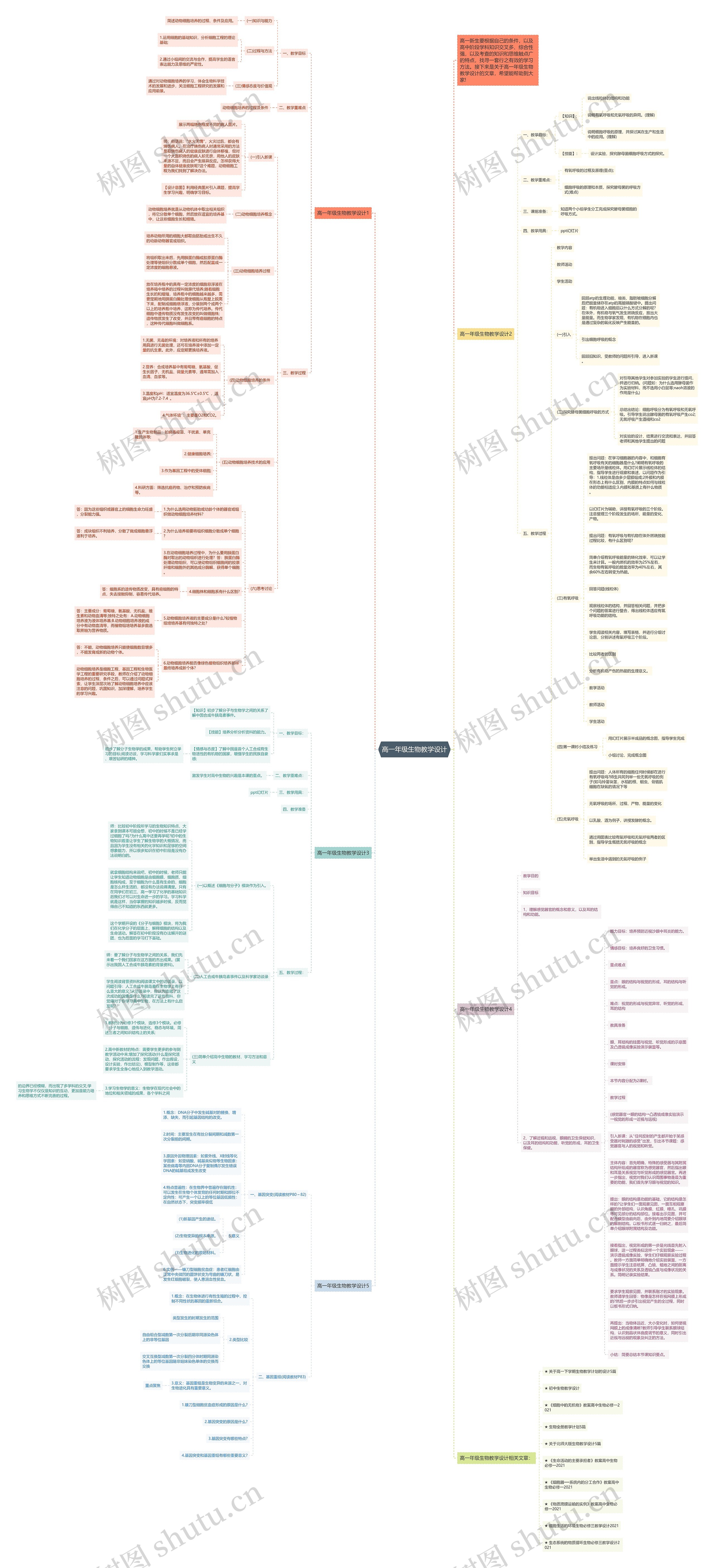 高一年级生物教学设计思维导图